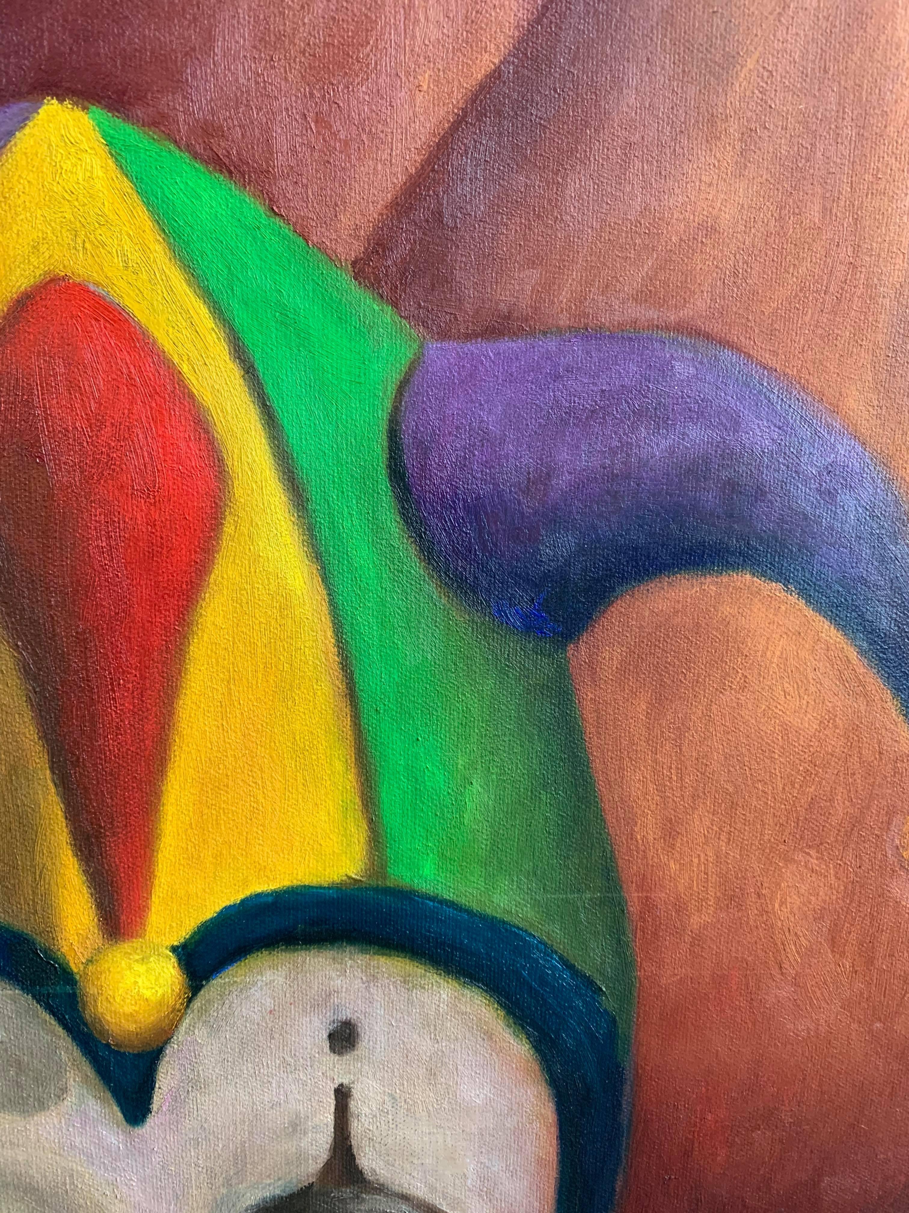 Oil on Canvas Painting -- Jester and Three Pears For Sale 1