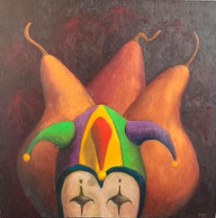 Oil on Canvas Painting -- Jester and Three Pears