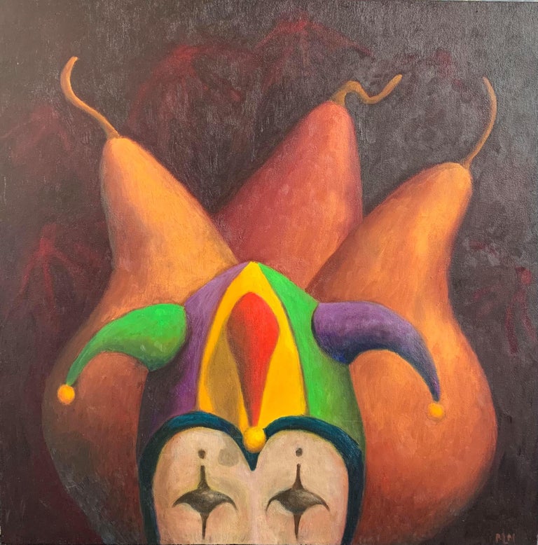 Oil on Canvas Painting -- Jester and Three Pears - Art by Marie-Louise McHugh