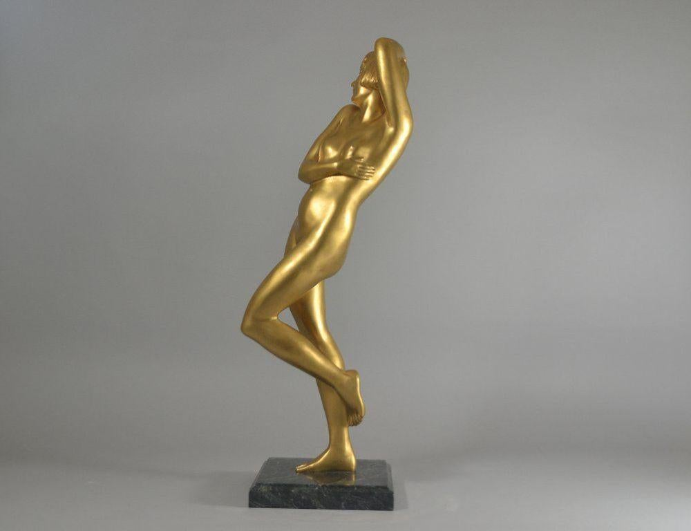 Marie Louise Simard große Bronzeskulptur einer Tänzerin im Art-Deco-Stil (Französisch)