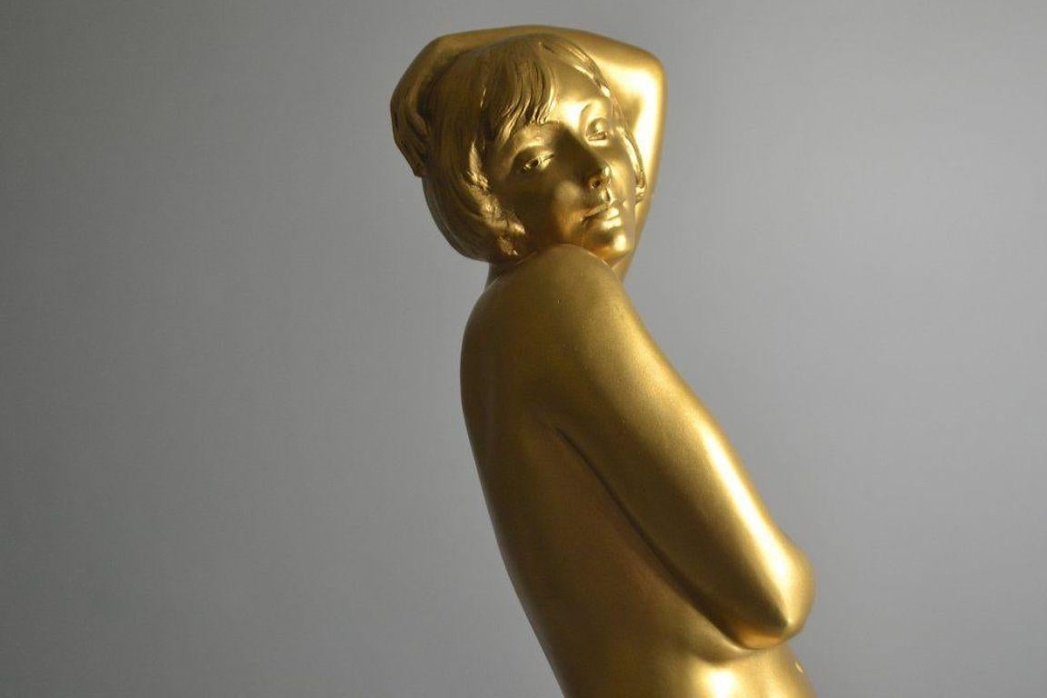 Marie Louise Simard große Bronzeskulptur einer Tänzerin im Art-Deco-Stil 1