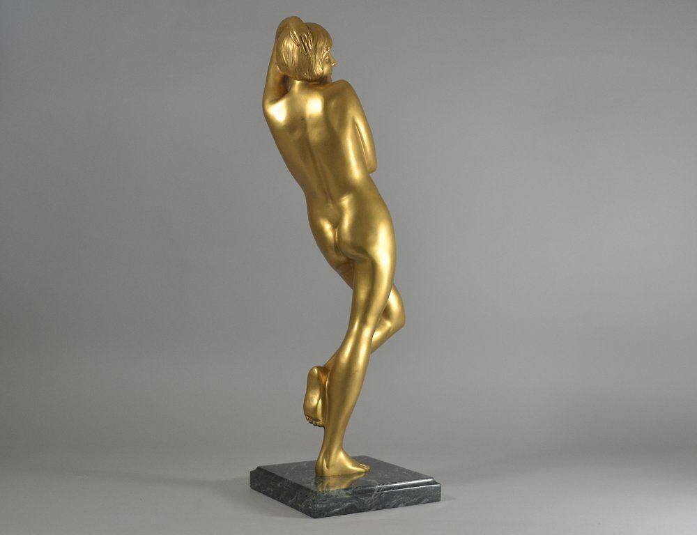 Marie Louise Simard große Bronzeskulptur einer Tänzerin im Art-Deco-Stil 2