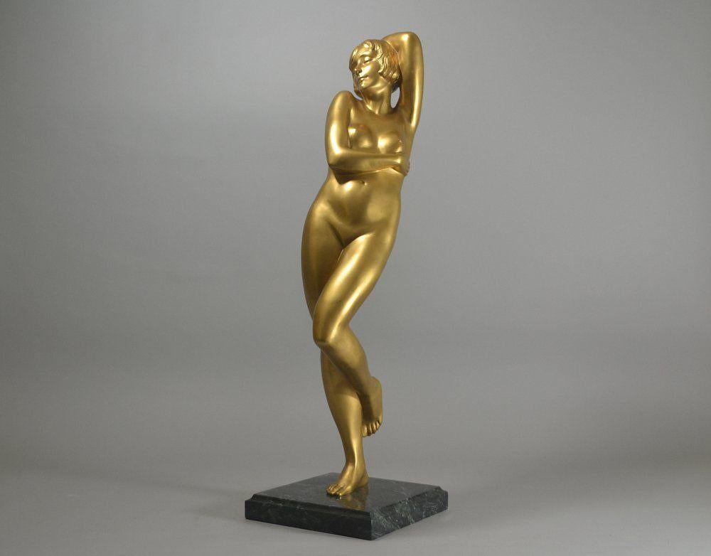Marie Louise Simard große Bronzeskulptur einer Tänzerin im Art-Deco-Stil 3