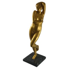 Marie Louise Simard große Bronzeskulptur einer Tänzerin im Art-Deco-Stil