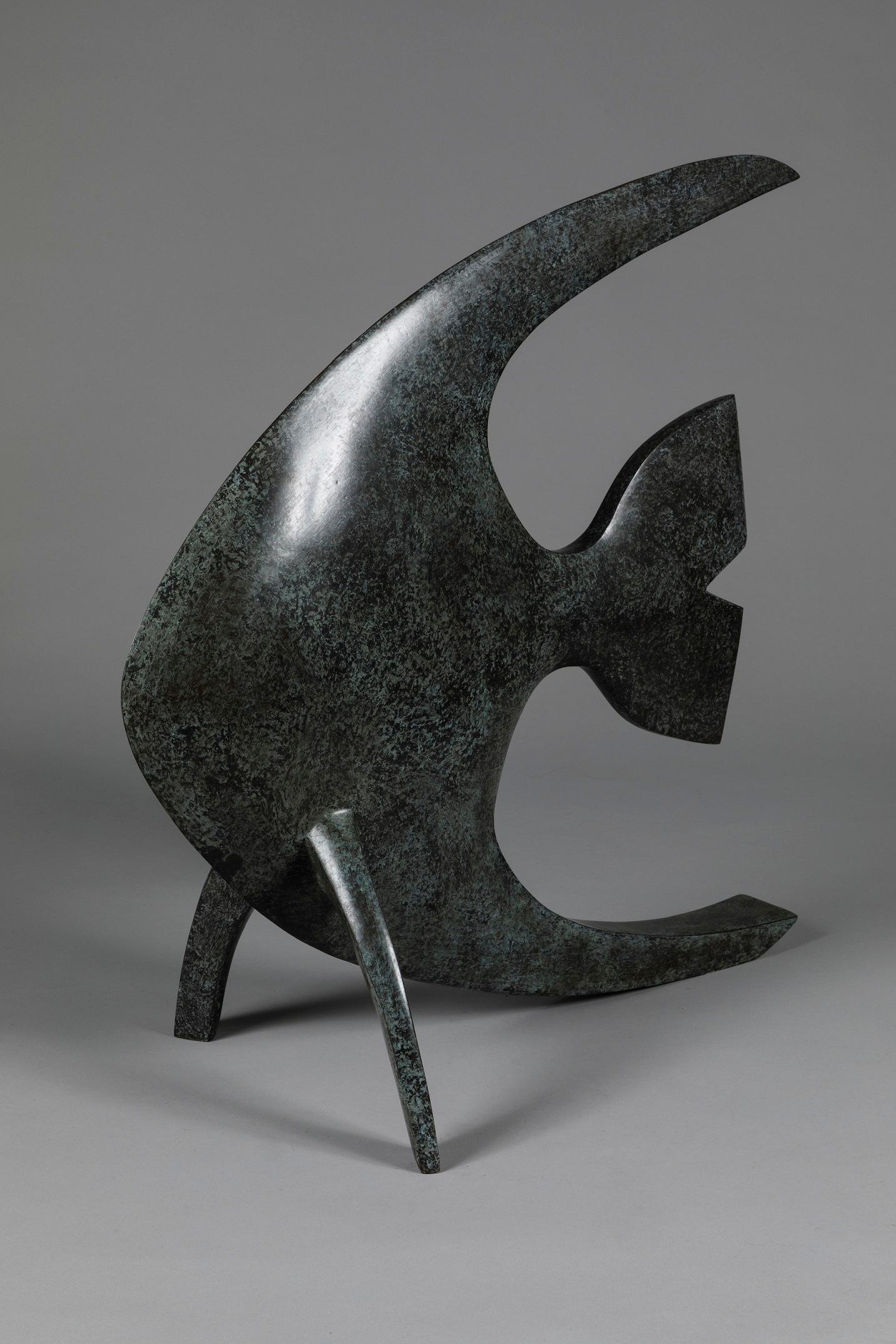 Acqua von Marie Louise Sorbac – Tier-Bronze-Skulptur eines Fisches, Meer im Angebot 2