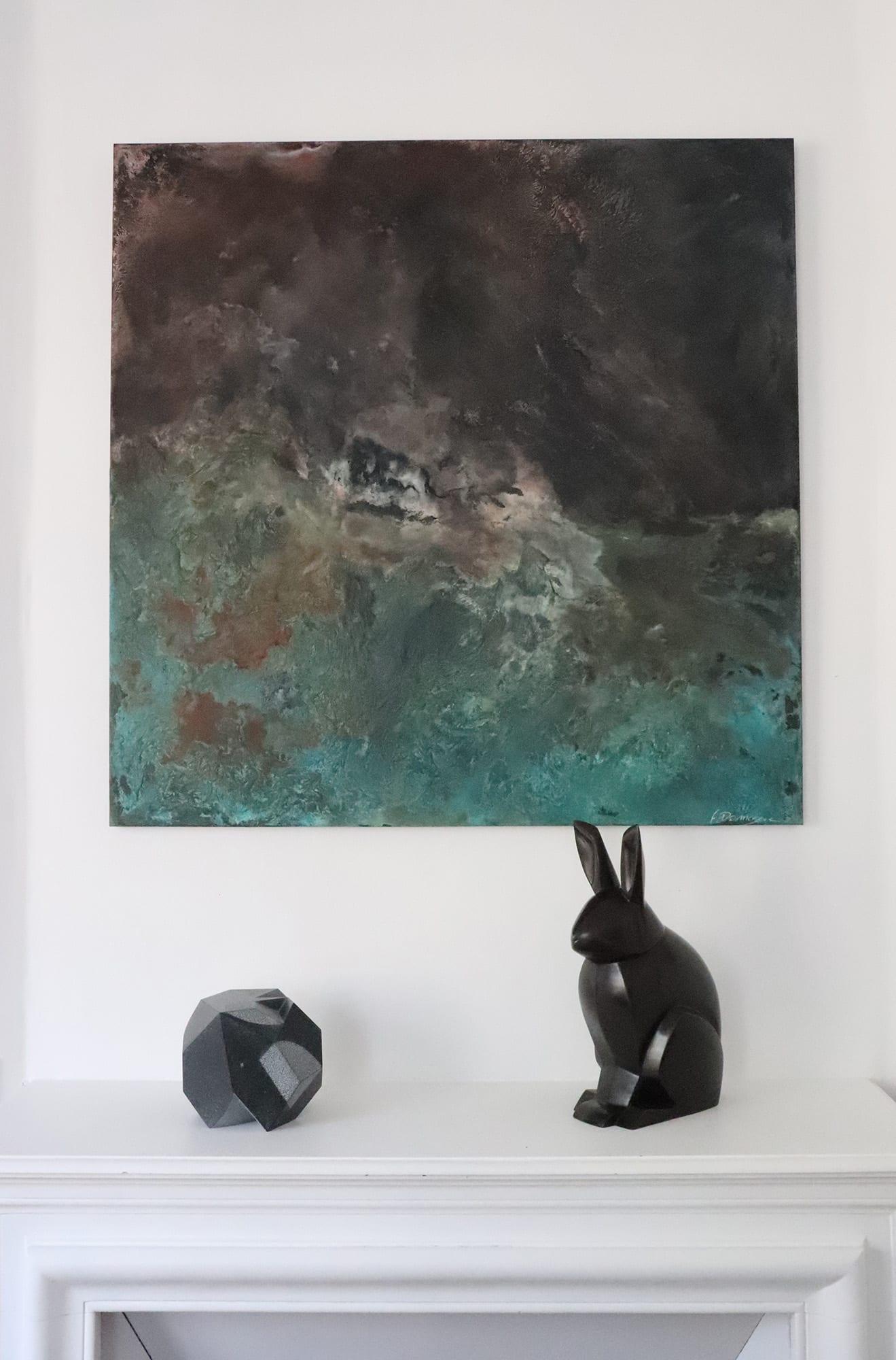 Ernest by Marie Louise Sorbac - Sculpture animalière en bronze, lapin, noir, lisse 1