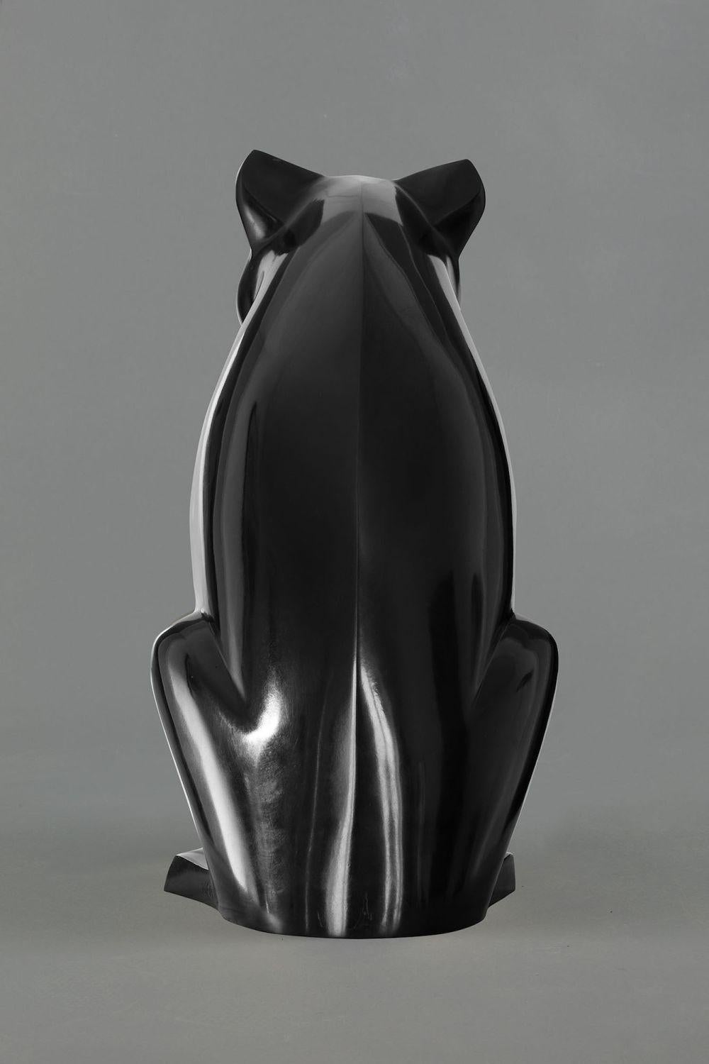 Leona by Marie Louise Sorbac - Animal bronze sculpture, lioness, black colour For Sale 3