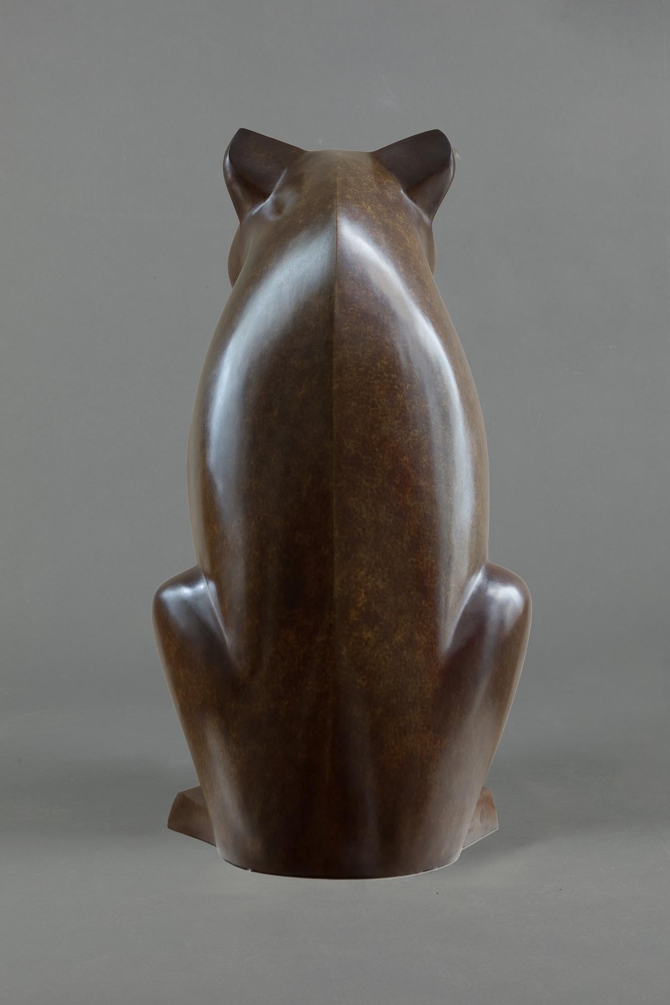 Leona by Marie Louise Sorbac - Animal bronze sculpture, lioness, black colour For Sale 7