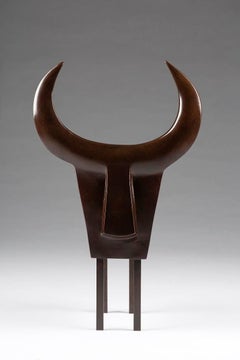 Macho de Marie Louise Sorbac - Sculpture contemporaine en bronze, taureau géométrique