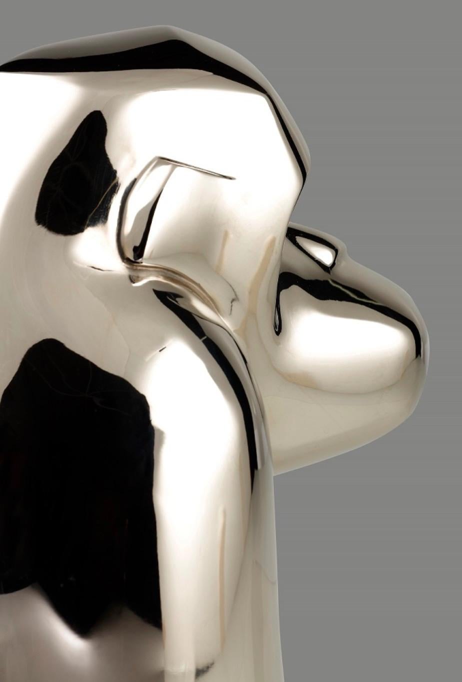 Oscar de Marie Louise Sorbac - Escultura animal de bronce, mono Bonobo, dorado en venta 2
