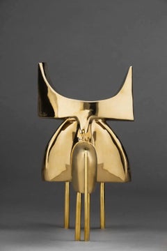 Pablo by Marie Louise Sorbac - bronze sculpture of a bull, geometric