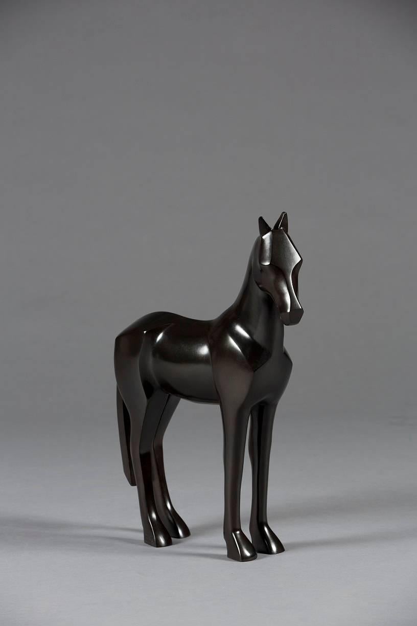 Rosa di Marie Louise Sorbac - Scultura animale in bronzo, cavallo, nero