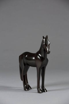 Rosa de Marie Louise Sorbac - Escultura animal de bronce, caballo, negro, liso