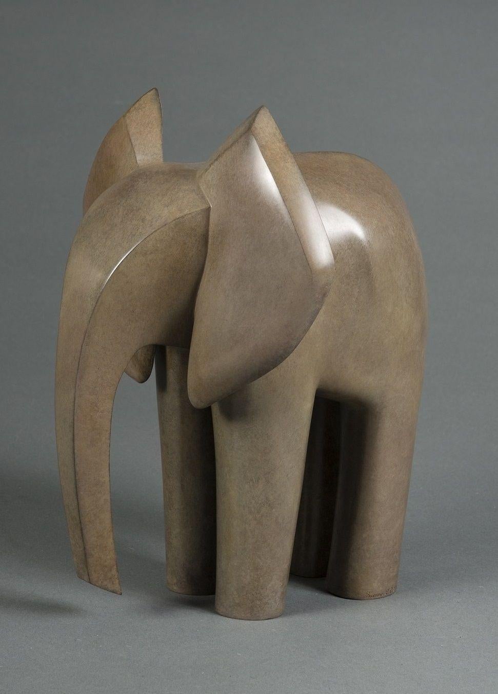 Valentin by M. L. Sorbac - Animal Bronze Sculpture (Elephant) - Gold Figurative Sculpture by Marie Louise Sorbac
