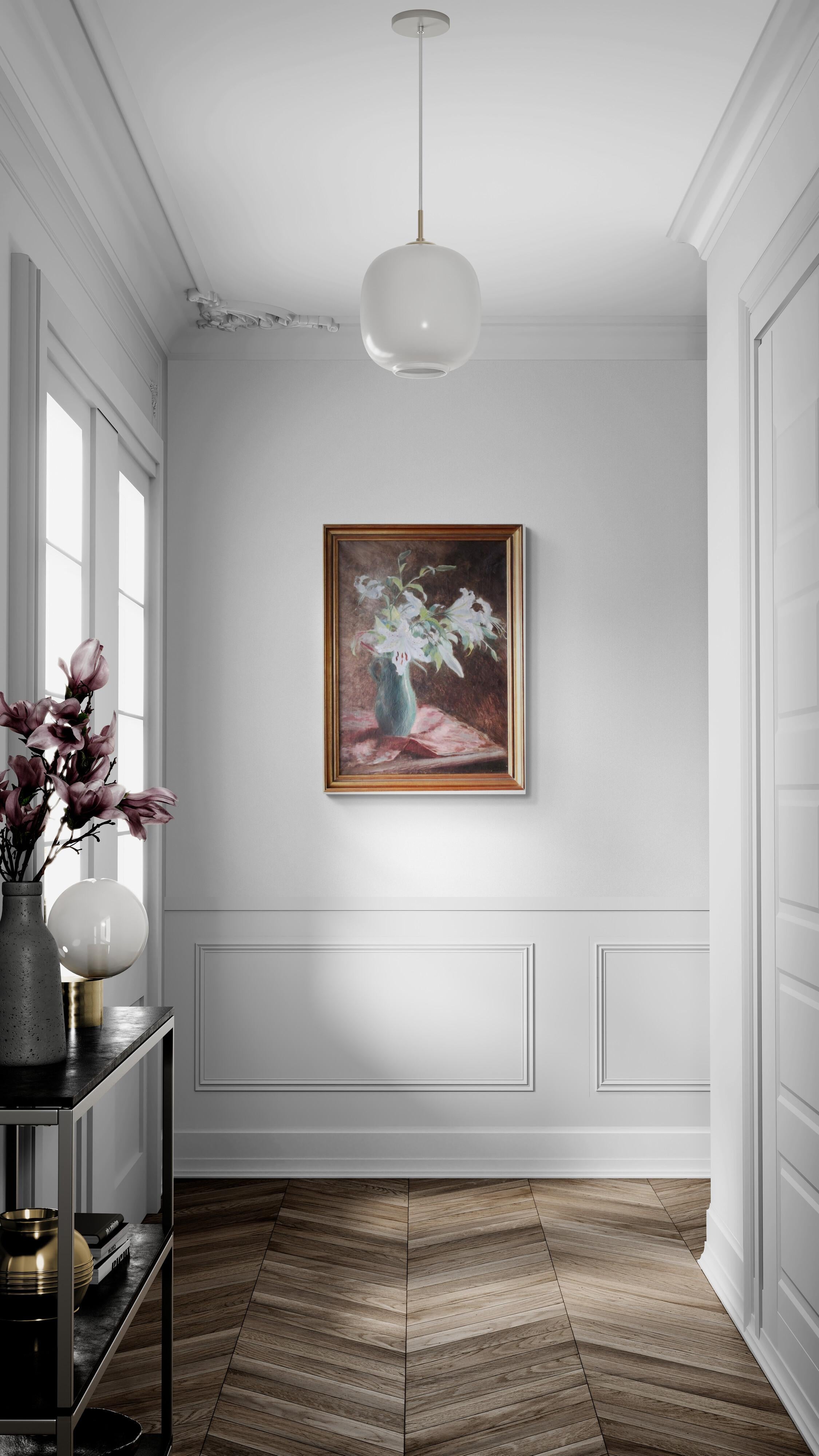Flowers Still Life Large Canvas French Antique Original Oil Painting of Lilies im Angebot 4