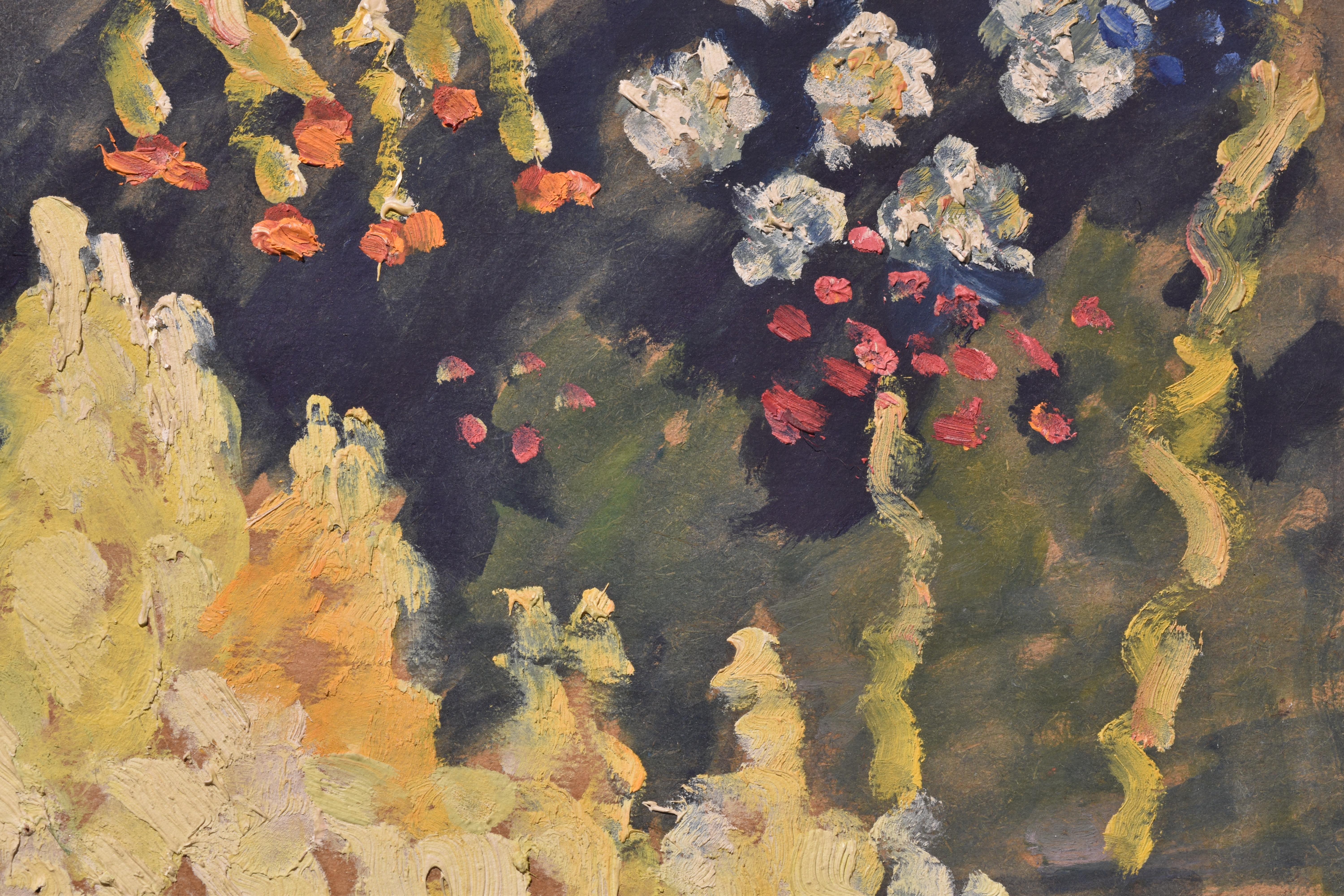 Paisaje abstracto, Marie Lucie Nessi, Mujer Postimpresionista, Pintura al óleo, 1950 - Landscape Painting Gris de marie lucie NESSI