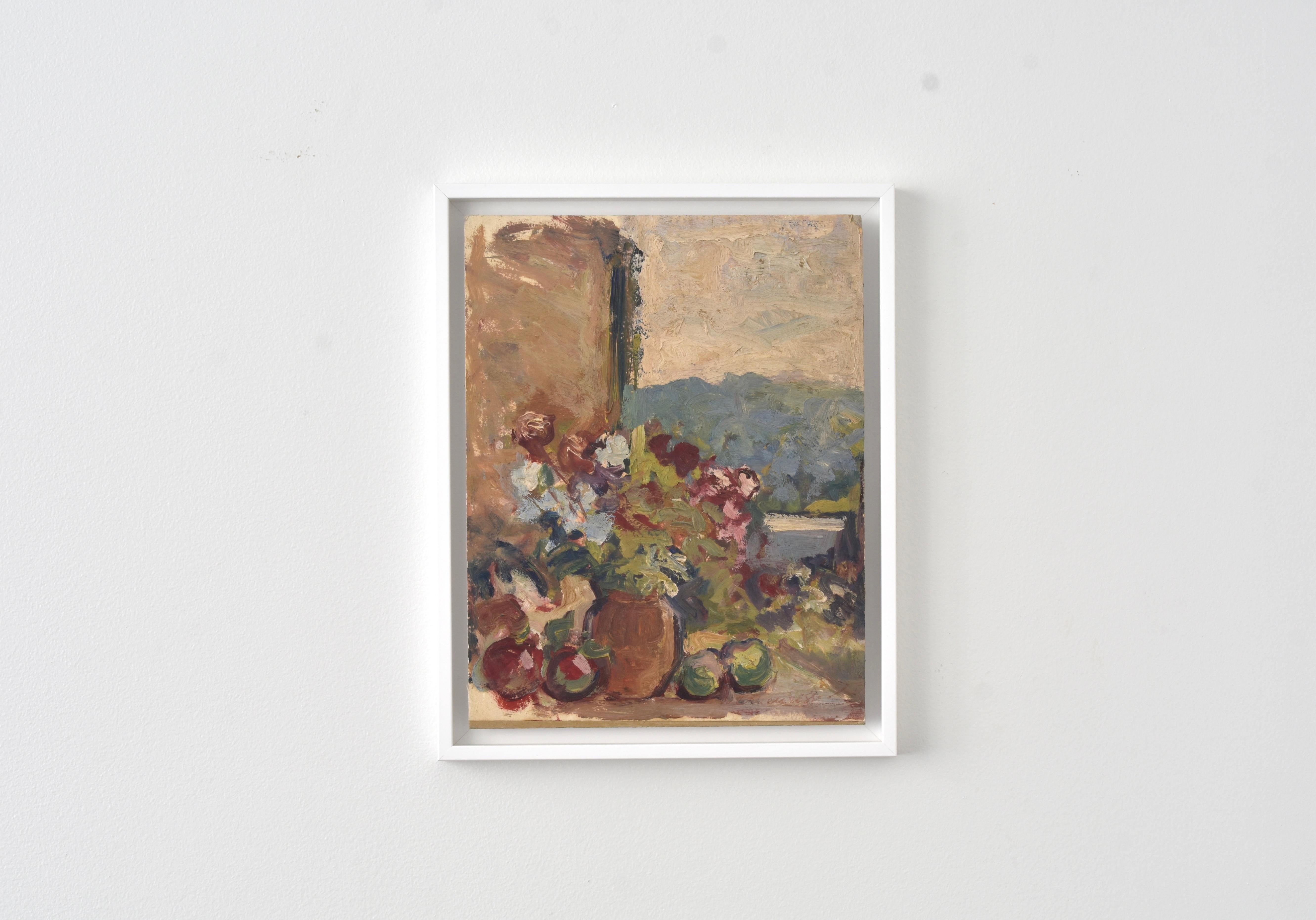 Blumenstrauß, Marie Lucie Nessi, Frau Postimpressionist, Ölgemälde, 1950 – Painting von marie lucie NESSI