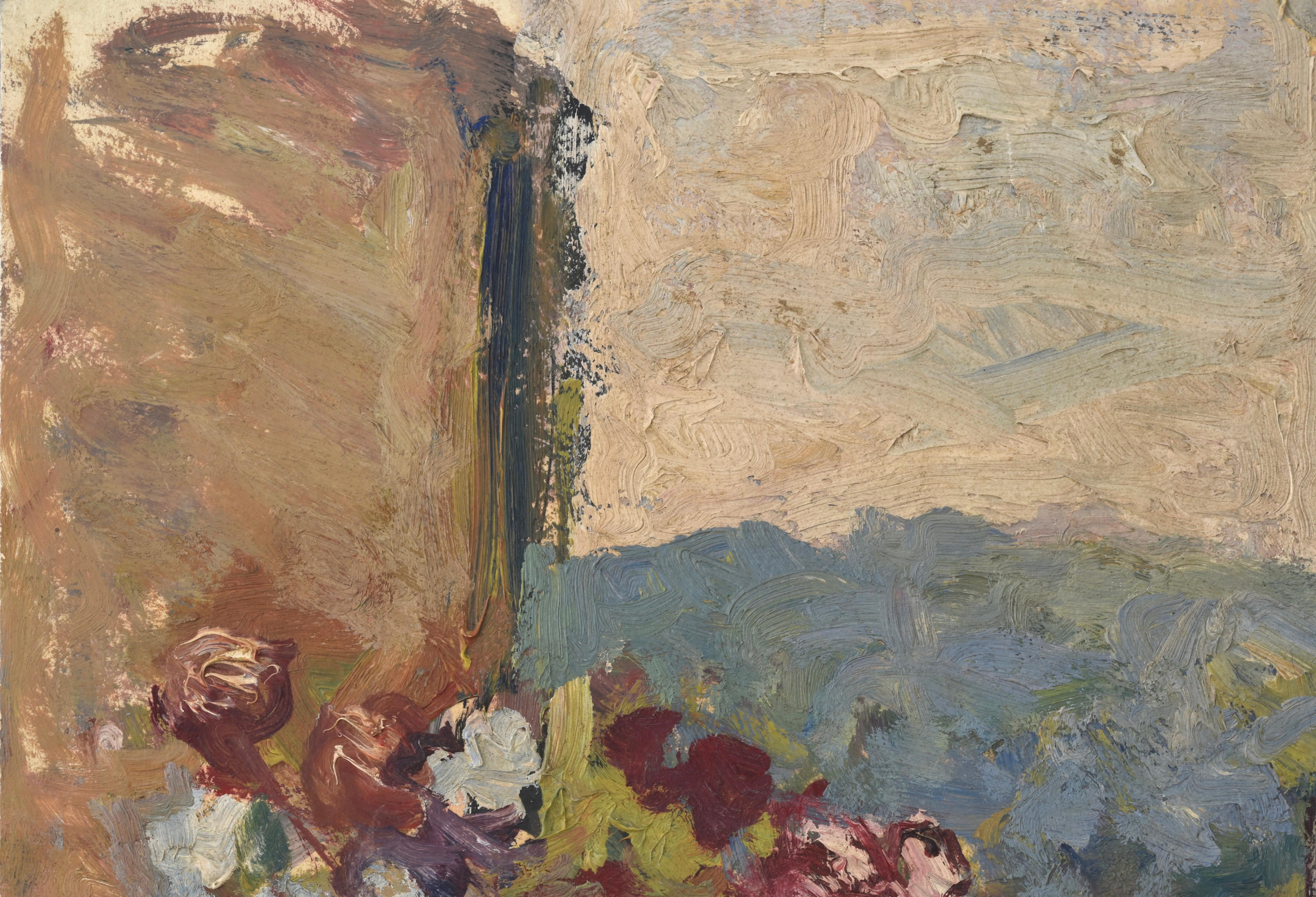 Blumenstrauß, Marie Lucie Nessi, Frau Postimpressionist, Ölgemälde, 1950 (Braun), Landscape Painting, von marie lucie NESSI