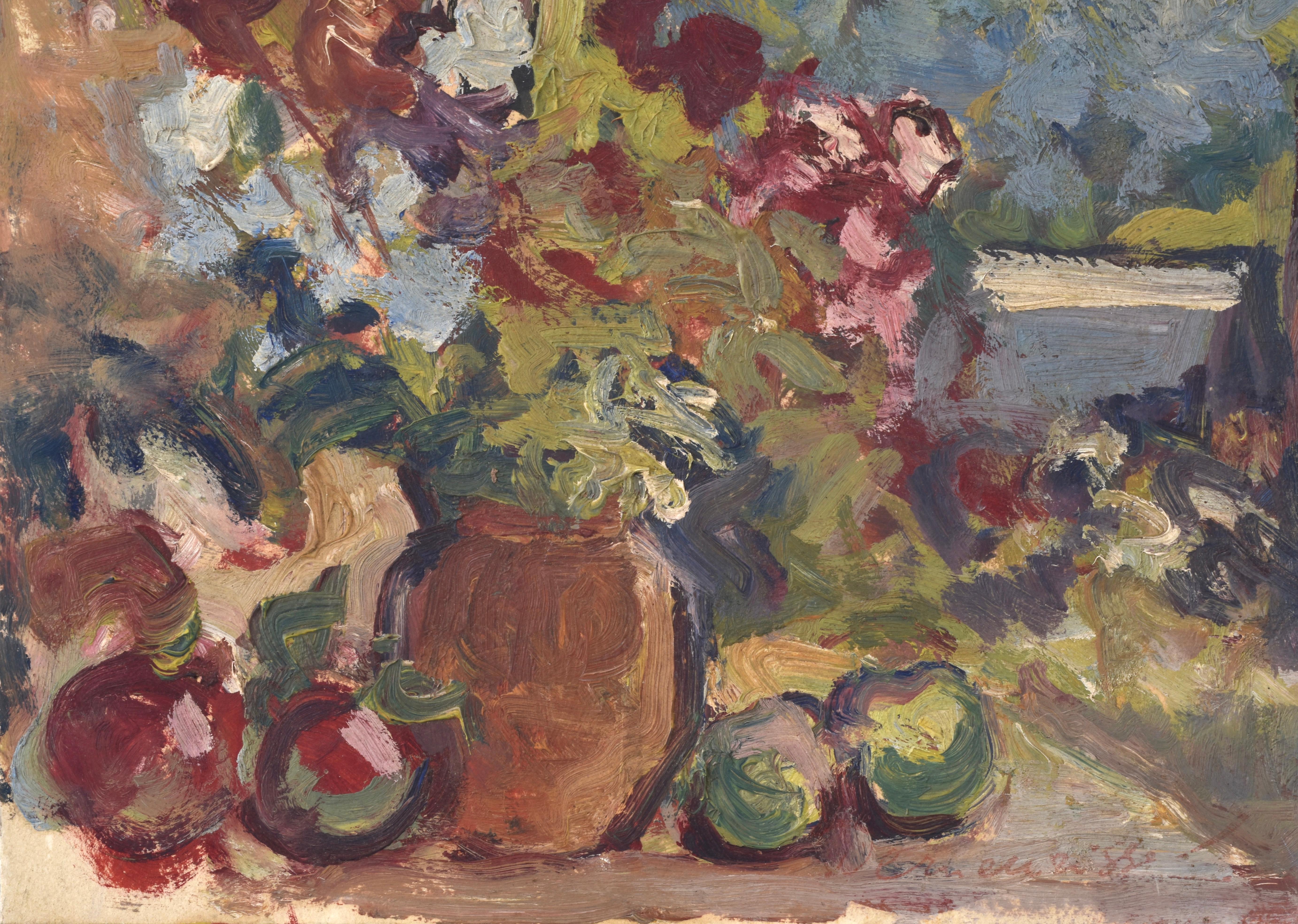 Marie-Lucie Nessi Valtat
Blumenstrauß ca. 1950
Öl auf Papier auf Karton aufgezogen
13 3/4 x 10 2/3 in l 35 x 27 cm
Rahmengröße: 15 3/4 x 12 2/3 in l 40 x 32 cm

Marie-Lucie Nessi Valtat war eine französische Malerin, die am 9. Juli 1910 in Paris
