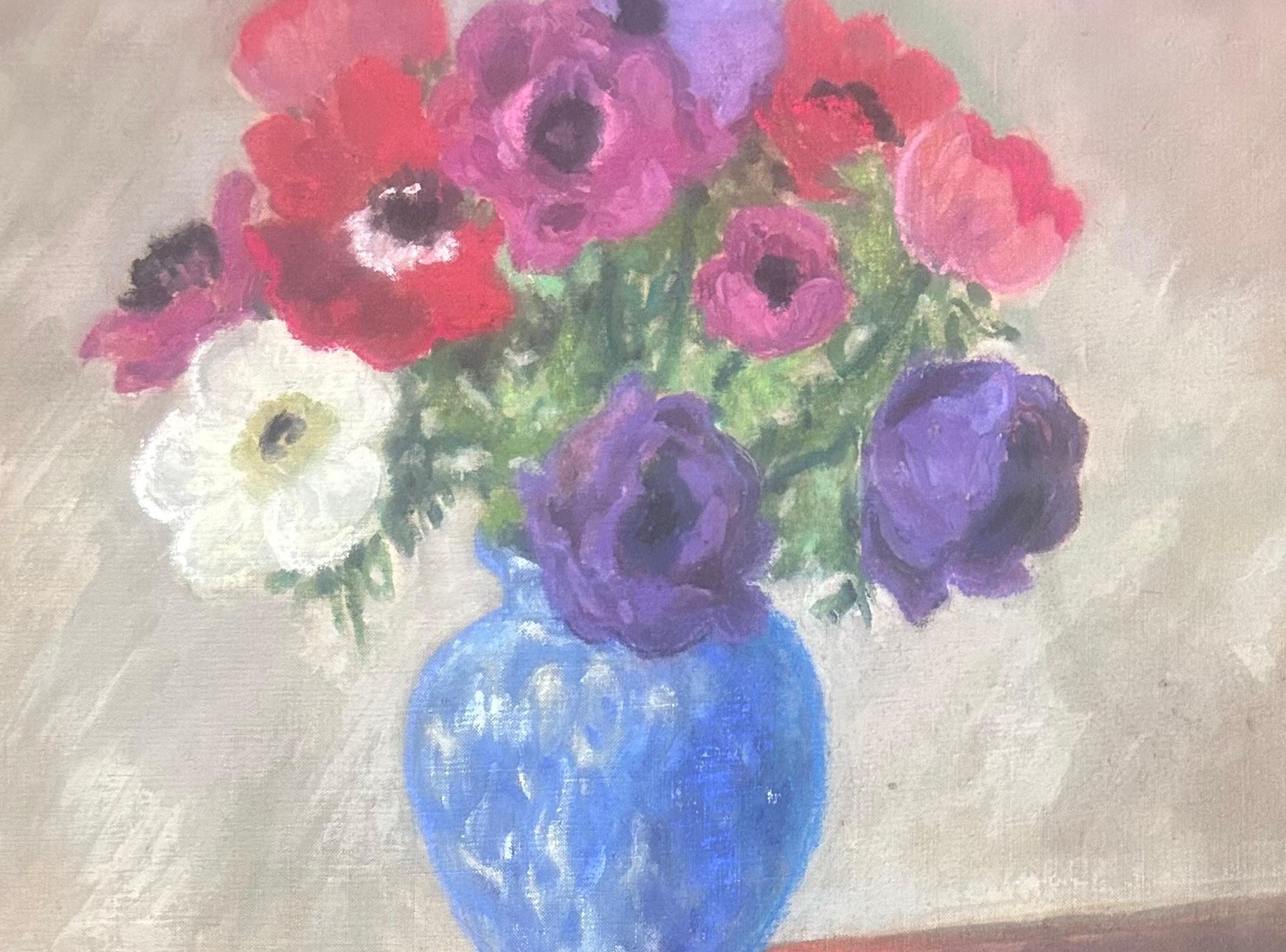 Ramo de flores - Óleo original sobre lienzo, Impresionista Marie Lucie Valtat - Still-Life Painting Beige de marie lucie NESSI