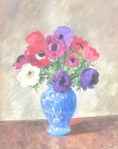 Ramo de flores - Óleo original sobre lienzo, Impresionista Marie Lucie Valtat