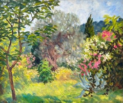 «Jardín en verano», de Marie-Lucie Nessi, pintora posimpresionista, óleo sobre lienzo