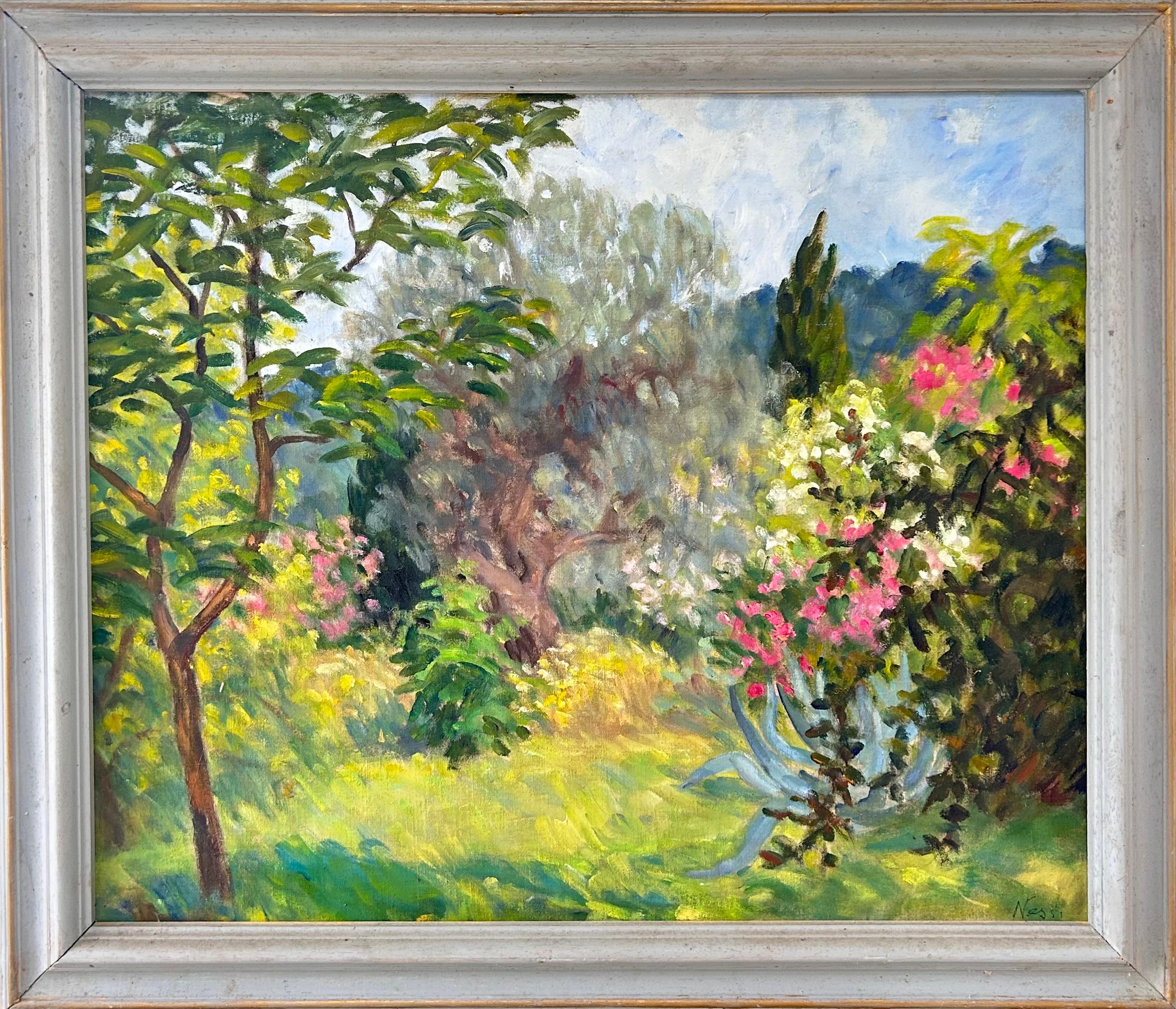 Jardin en été, Marie-Lucie Nessi, femme postimpressionniste, huile sur toile