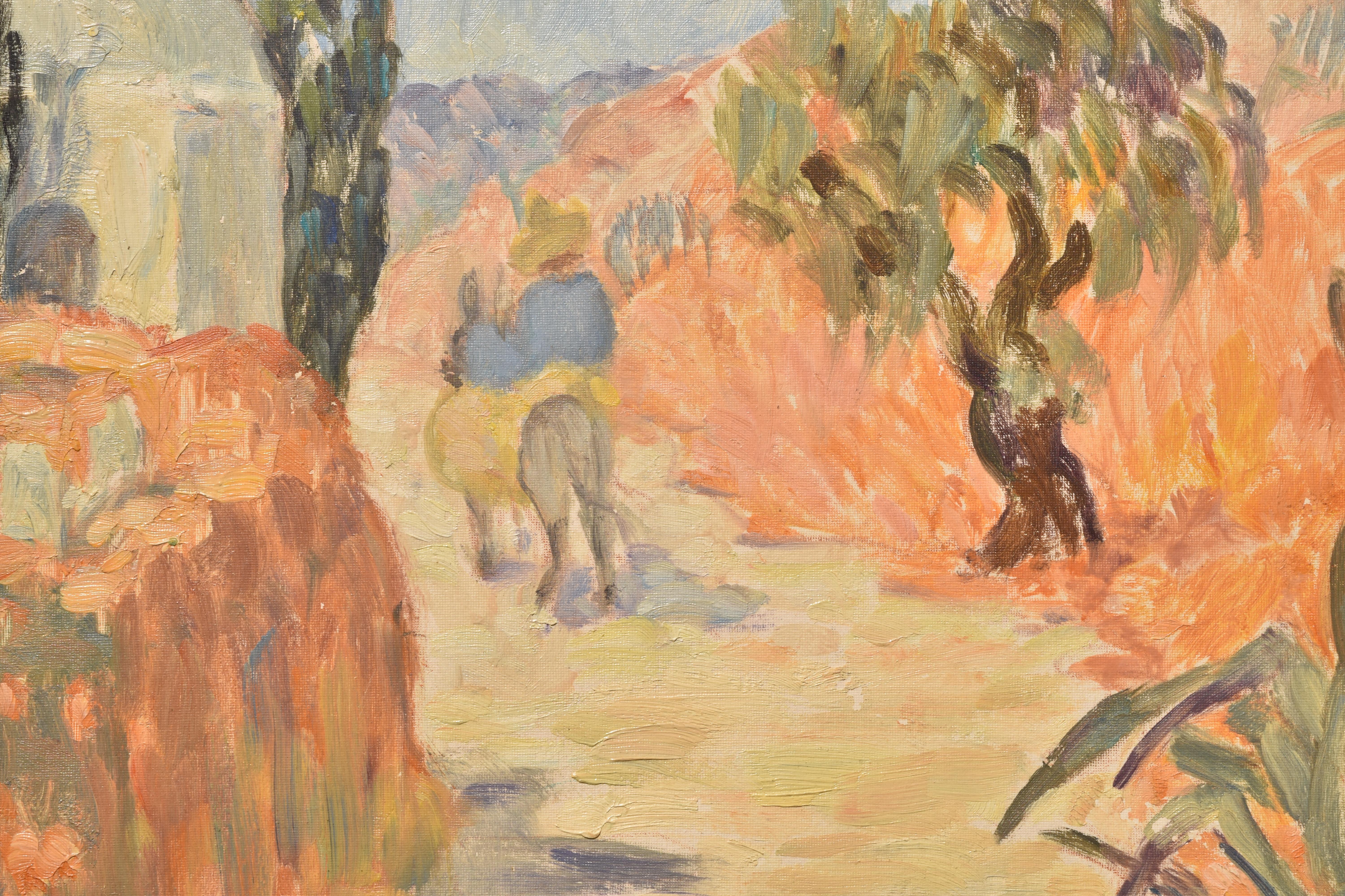 Marie-Lucie Nessi Valtat
Reiter im Sommer, ca. 1950
Öl auf Leinwand auf Karton montiert
10 2/3 x 13 3/4 in l 27 x 35 cm
Rahmengröße: 12 2/3 x 15 3/4 Zoll l 32 x 40 cm

Marie-Lucie Nessi Valtat war eine französische Malerin, die am 9. Juli 1910 in