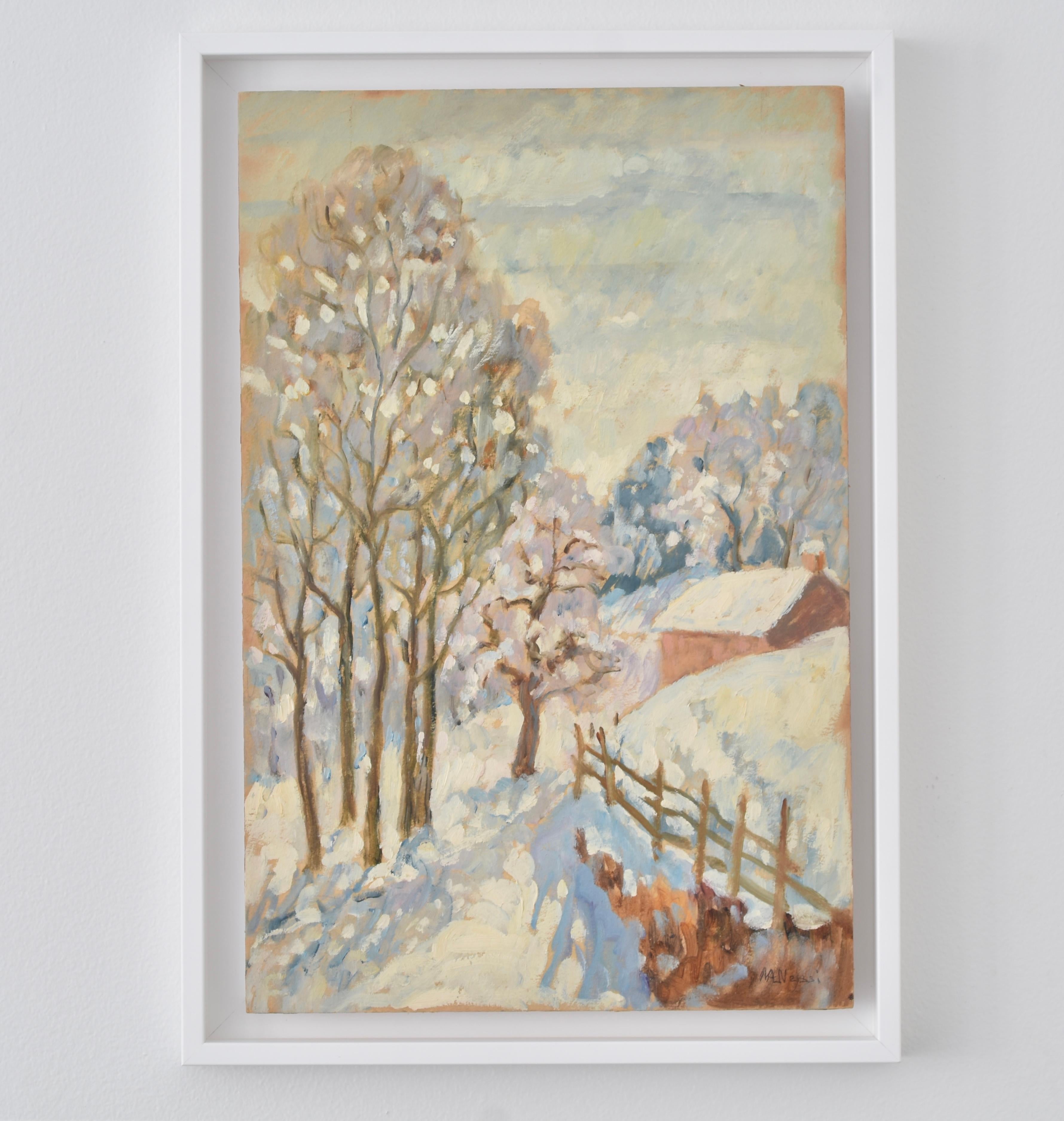 Paesaggio di neve, Marie Lucie NESSI, Donna Post Impressionista, Pittura ad olio, 1950 - Painting Postimpressionismo di marie lucie NESSI