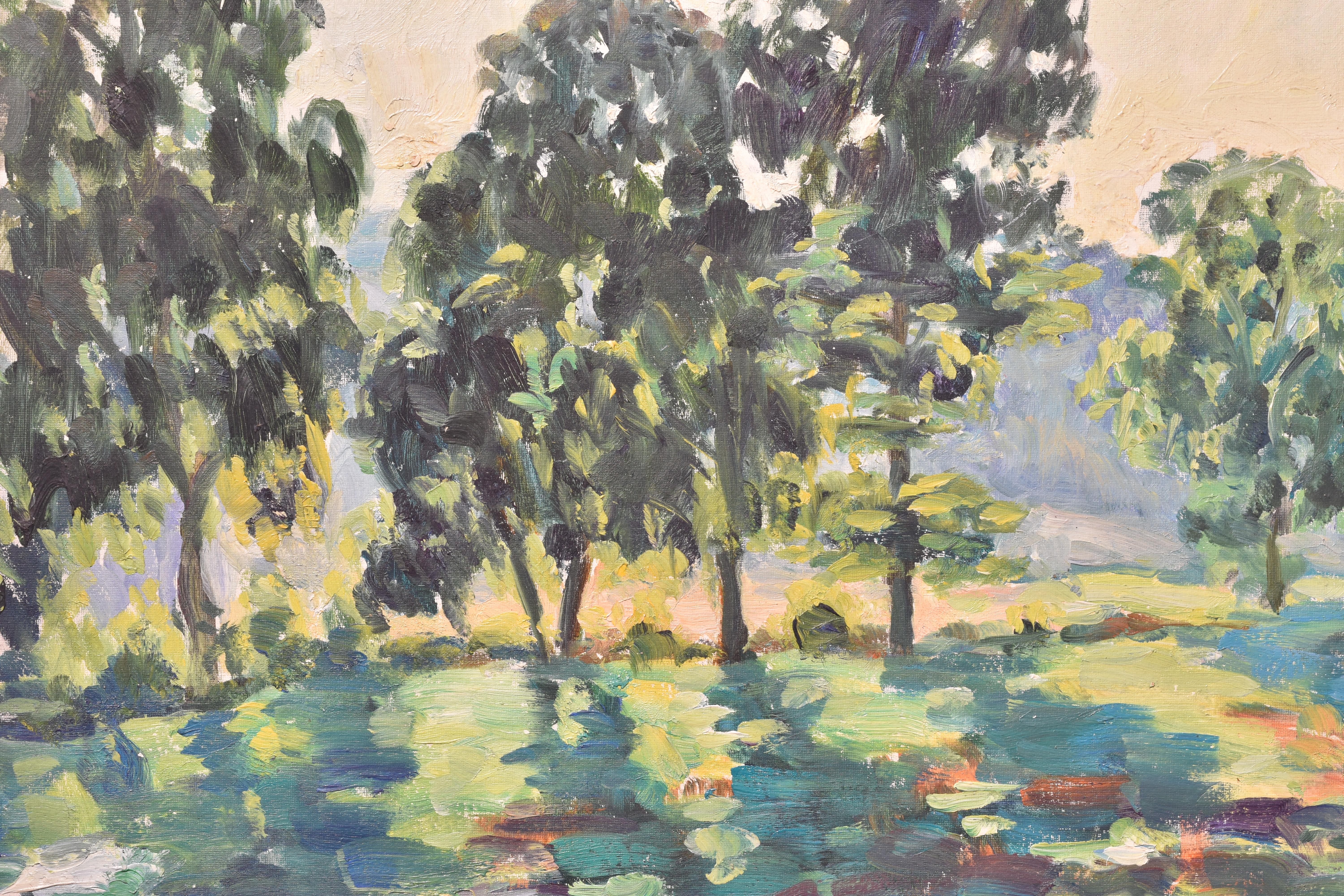 Sur de Francia, Marie Lucie Nessi, Mujer postimpresionista, Pintura al óleo, 1960 - Landscape Painting Marrón de marie lucie NESSI