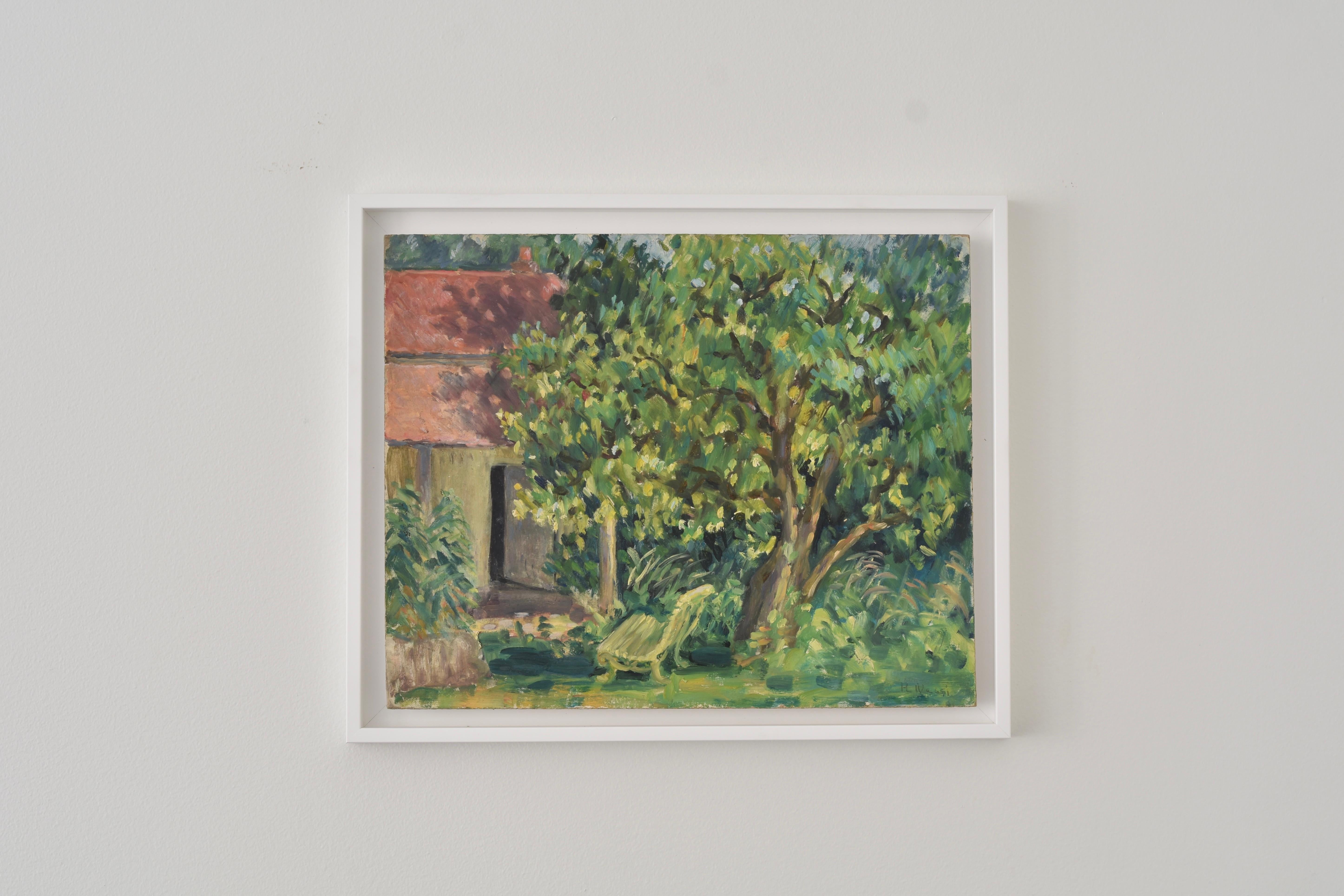 Sud della Francia, Marie Lucie NESSI, Donna post impressionista, pittura a olio, 1950 - Painting di marie lucie NESSI