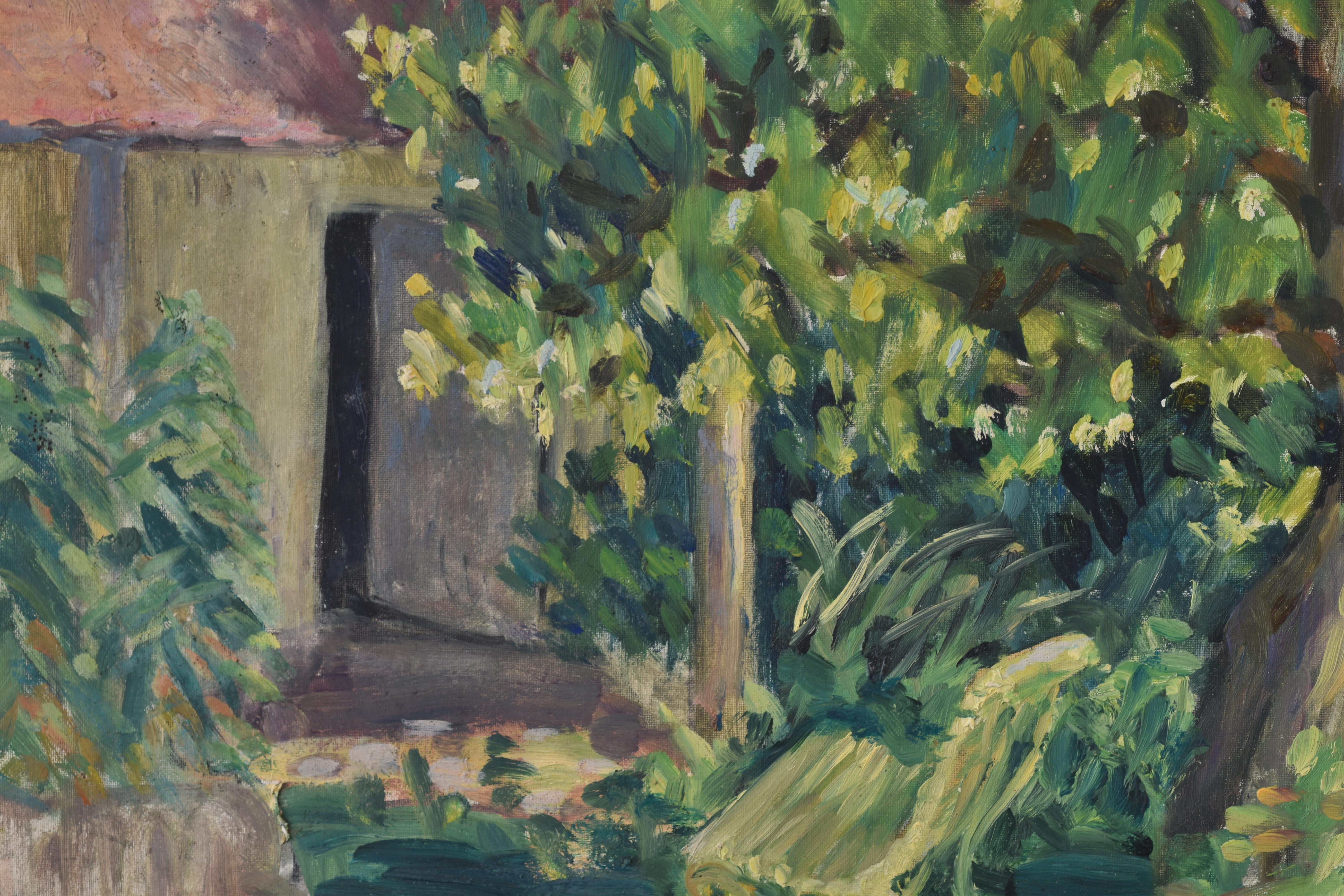 Sud della Francia, Marie Lucie NESSI, Donna post impressionista, pittura a olio, 1950 - Figurative Painting Grigio di marie lucie NESSI