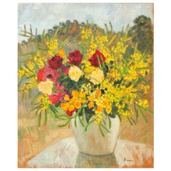 Vibrant Still Life With Red & Yellow Flowers Bouquet