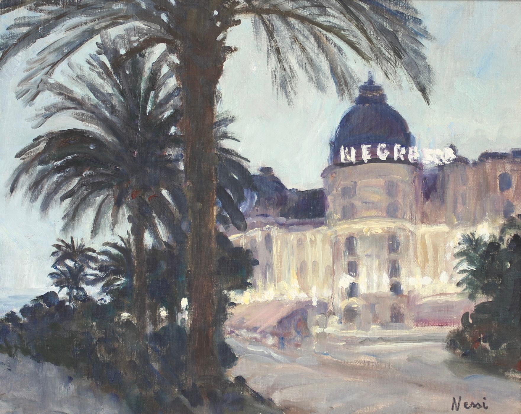 Le Hôtel Negresco à Nice - Painting by Marie-Lucie Nessi-Valtat