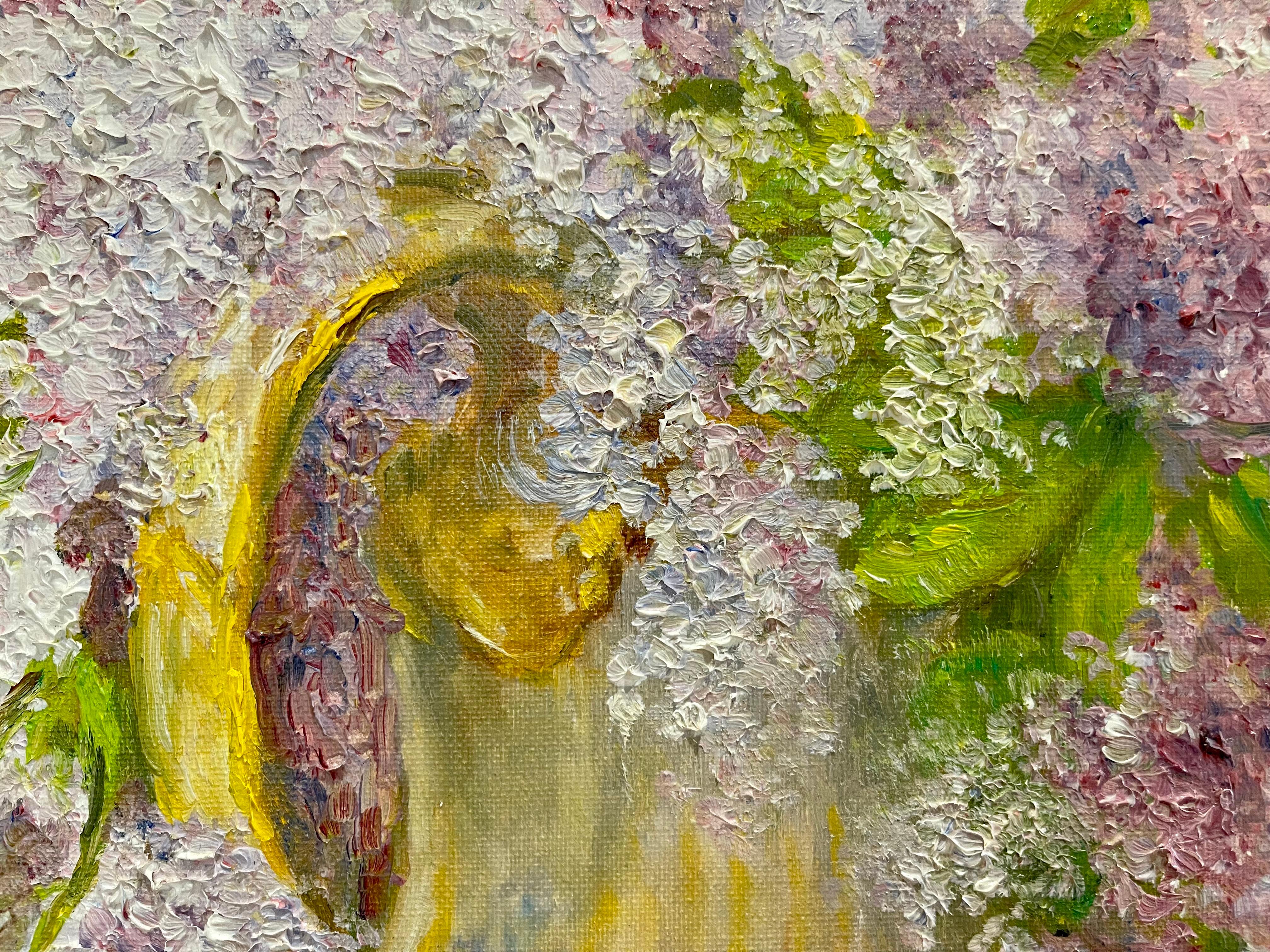 Marie-madeleine De Rasky - Bouquet Of Lilacs In A Porcelain Vase For Sale 1