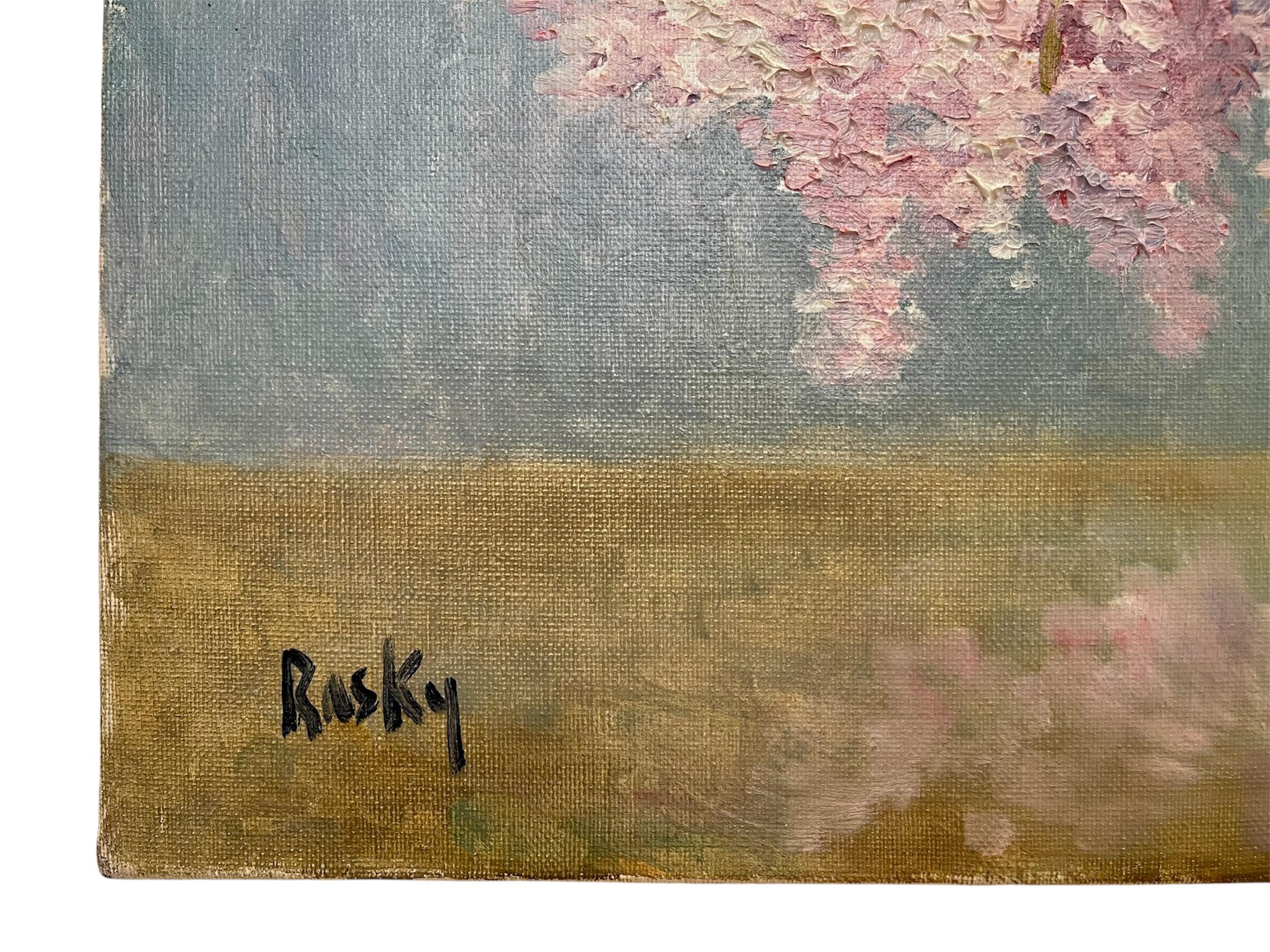 Marie-madeleine De Rasky - Bouquet Of Lilacs In A Porcelain Vase For Sale 2