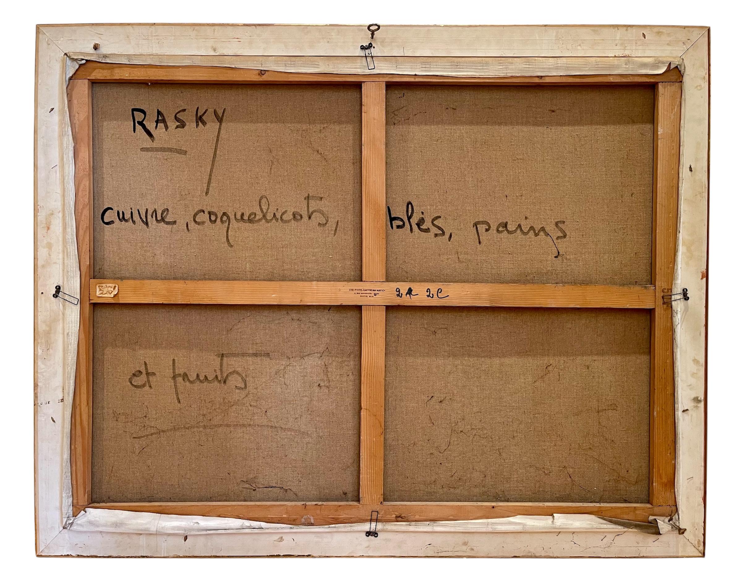 Marie-madeleine De Rasky - Copper, Poppies, Wheat, Bread And Fruit For Sale 11