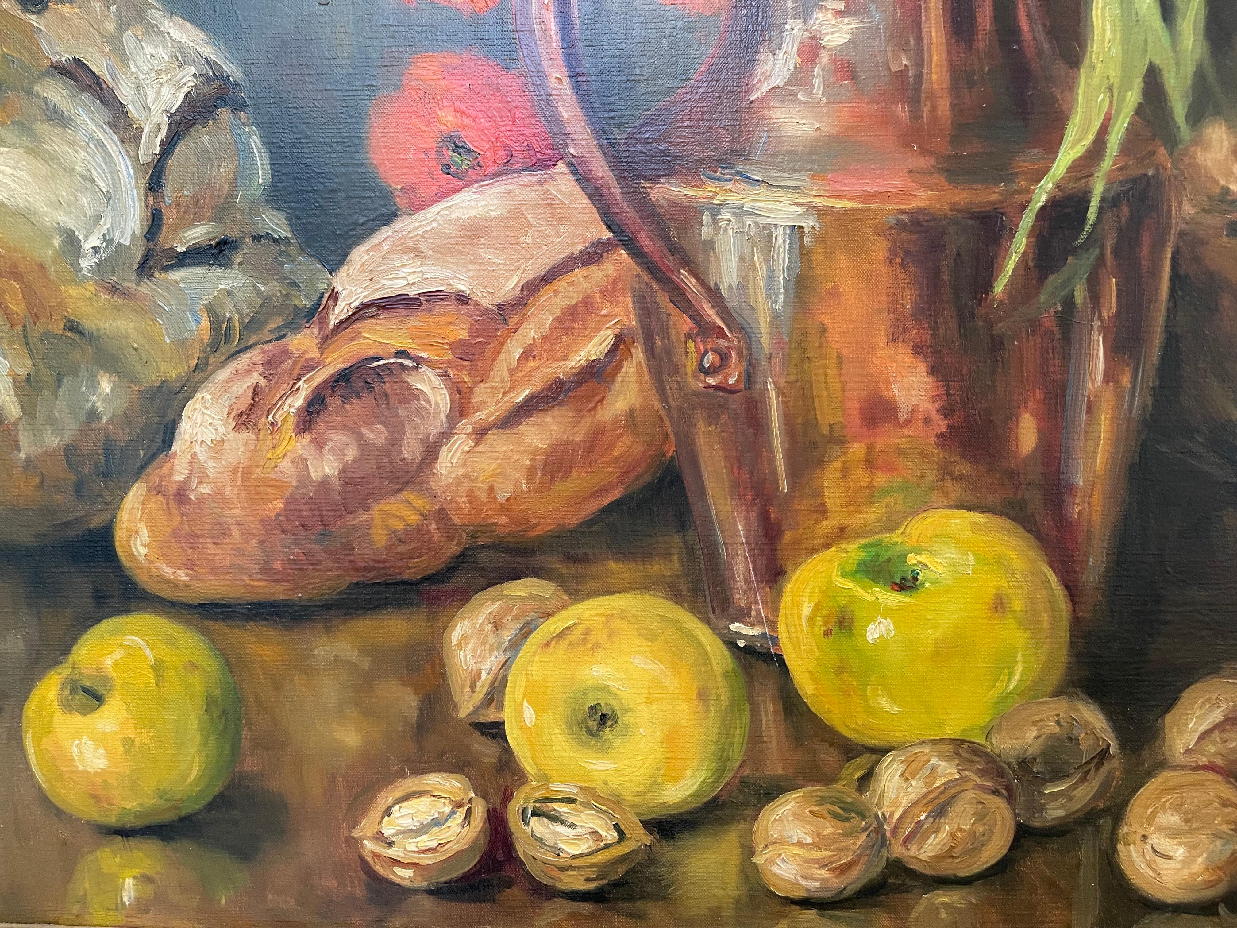 Marie-madeleine De Rasky - Copper, Poppies, Wheat, Bread And Fruit For Sale 1