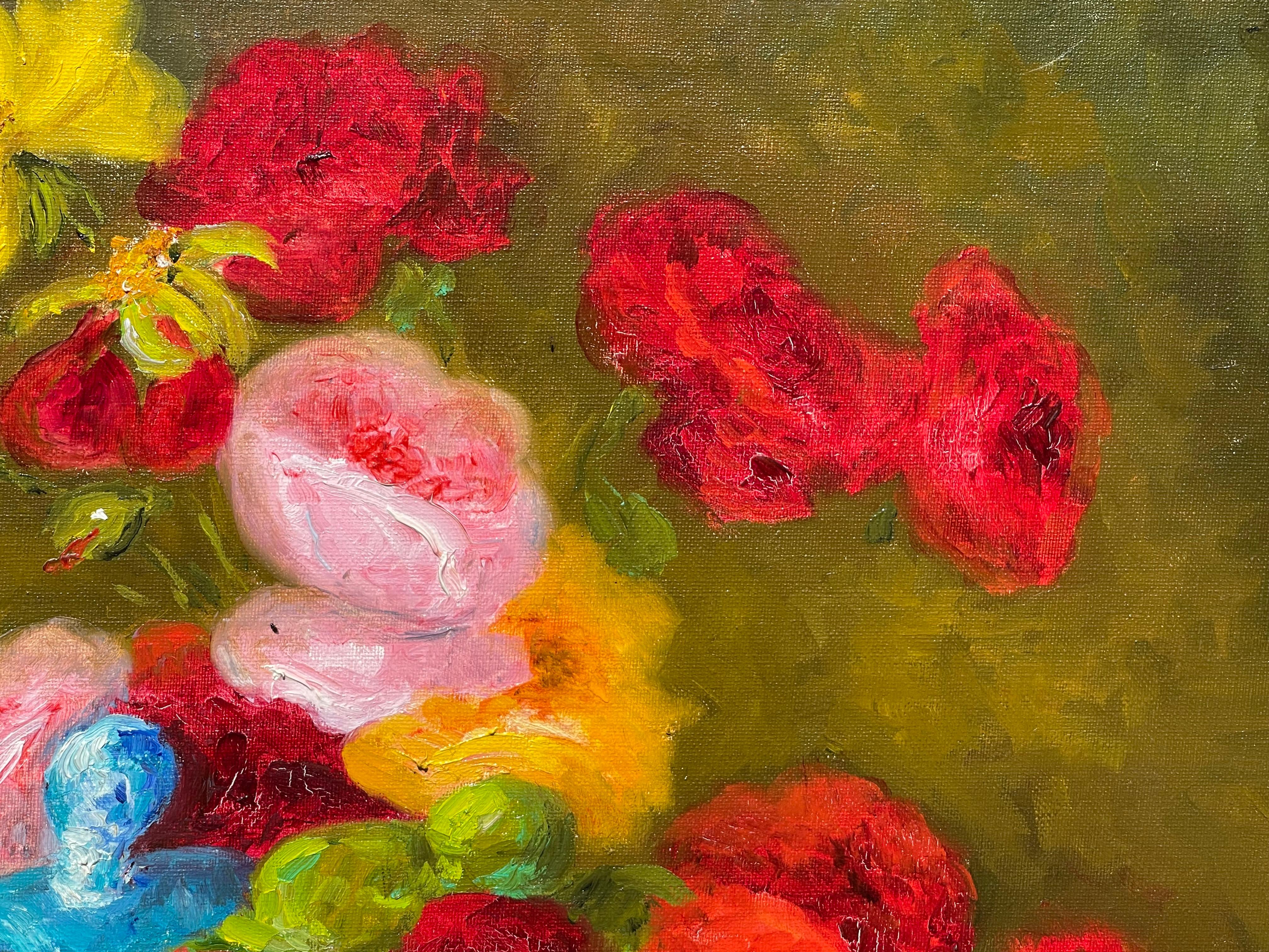 Marie-madeleine de Rasky - Blumen, Früchte und blaue Suppenterrine im Angebot 2
