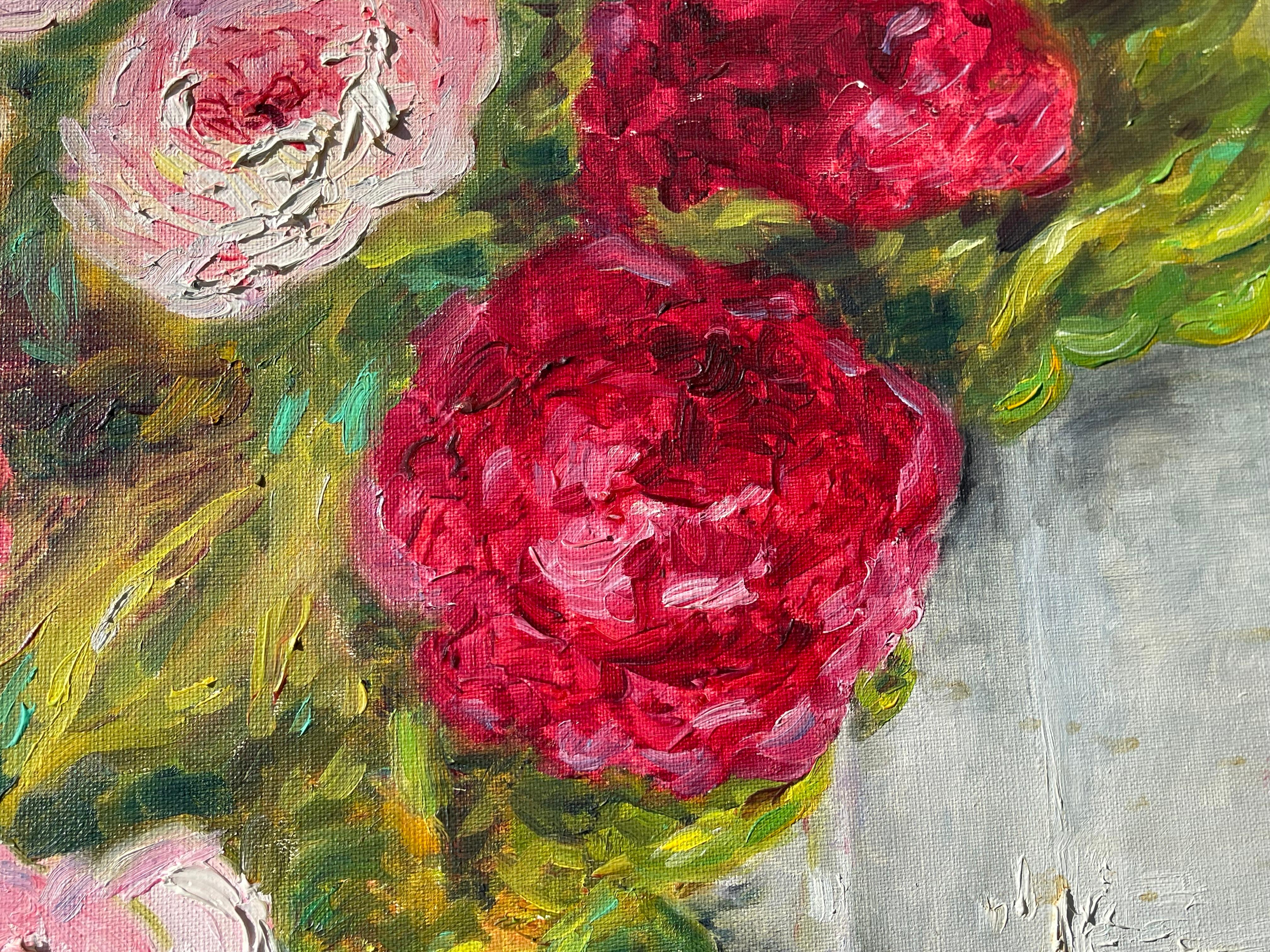 Marie-Madeleine de Rasky - Pivoines dans un vase chinois blanc en vente 4