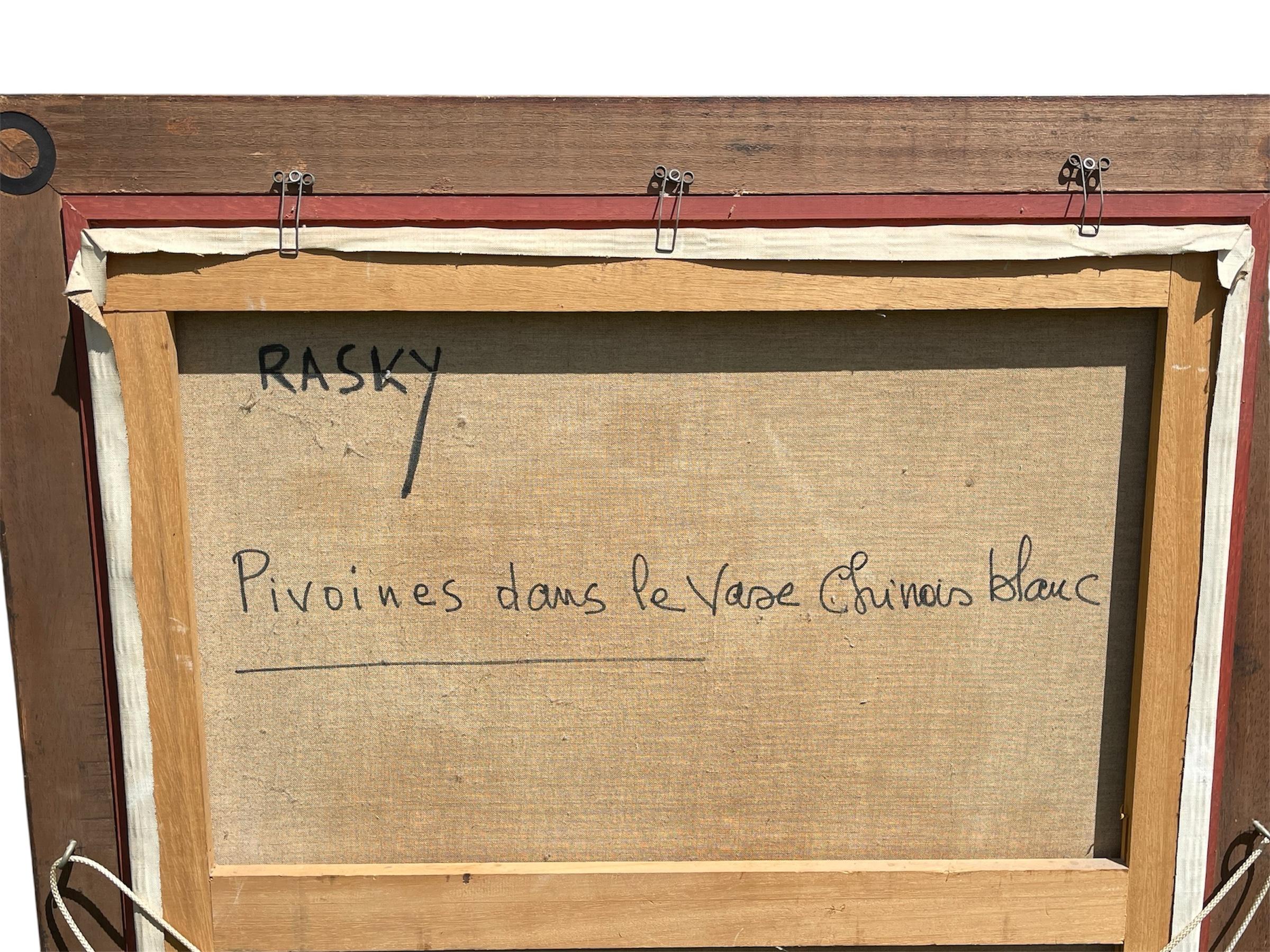 Marie-Madeleine de Rasky - Pivoines dans un vase chinois blanc en vente 7