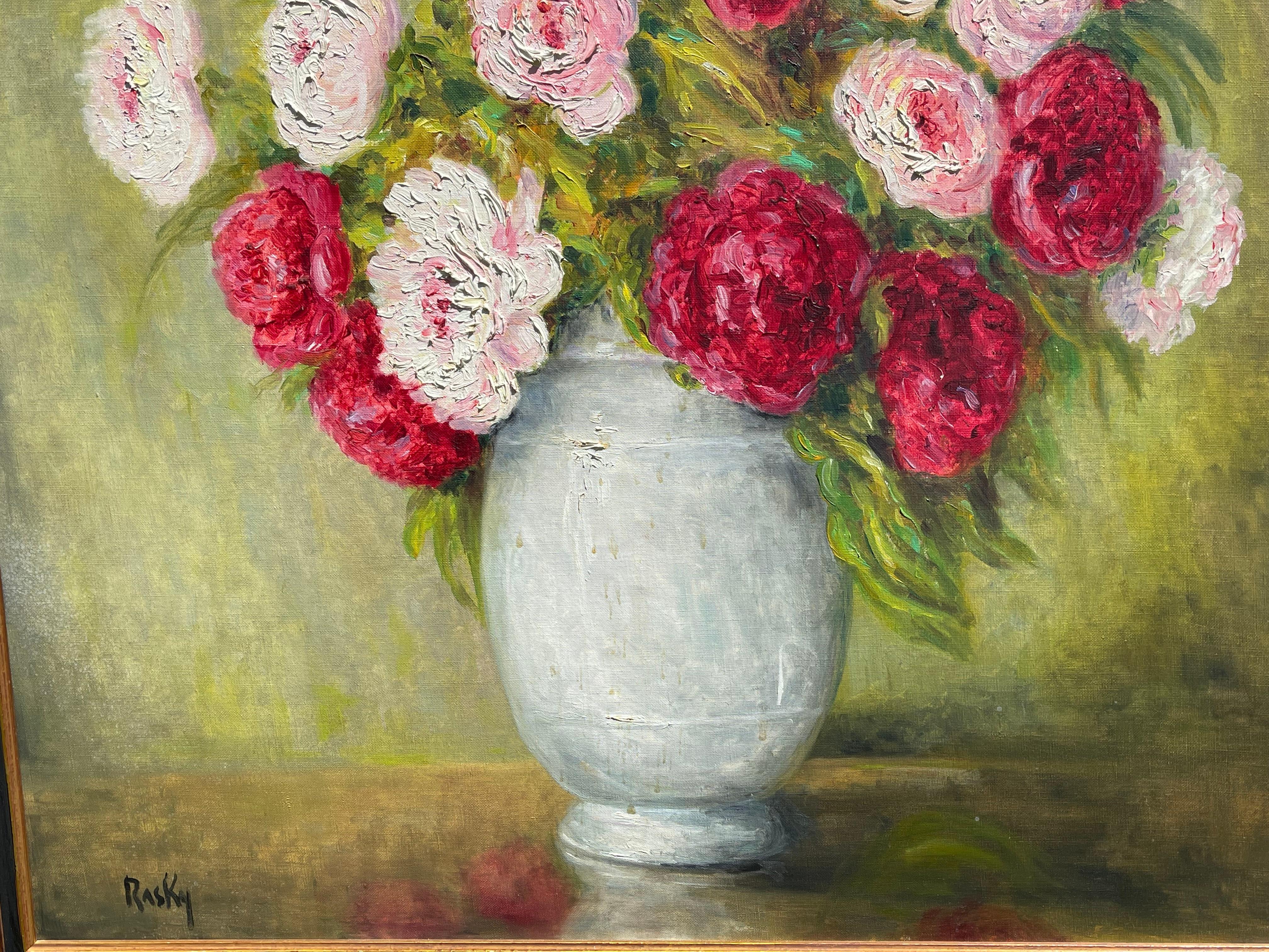 Marie-Madeleine de Rasky - Pivoines dans un vase chinois blanc en vente 2