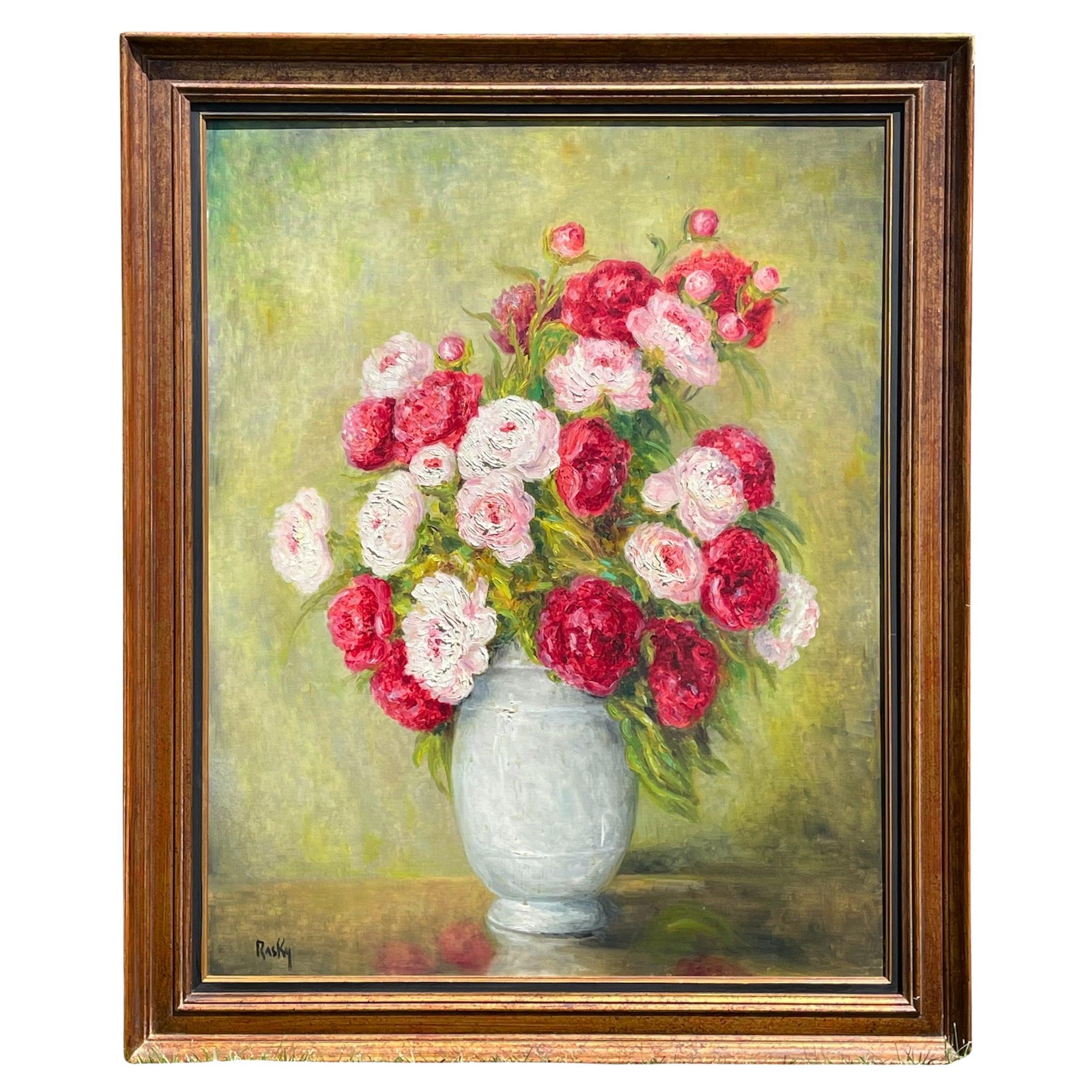 Marie-madeleine De Rasky - Peonies In A White Chinese Vase