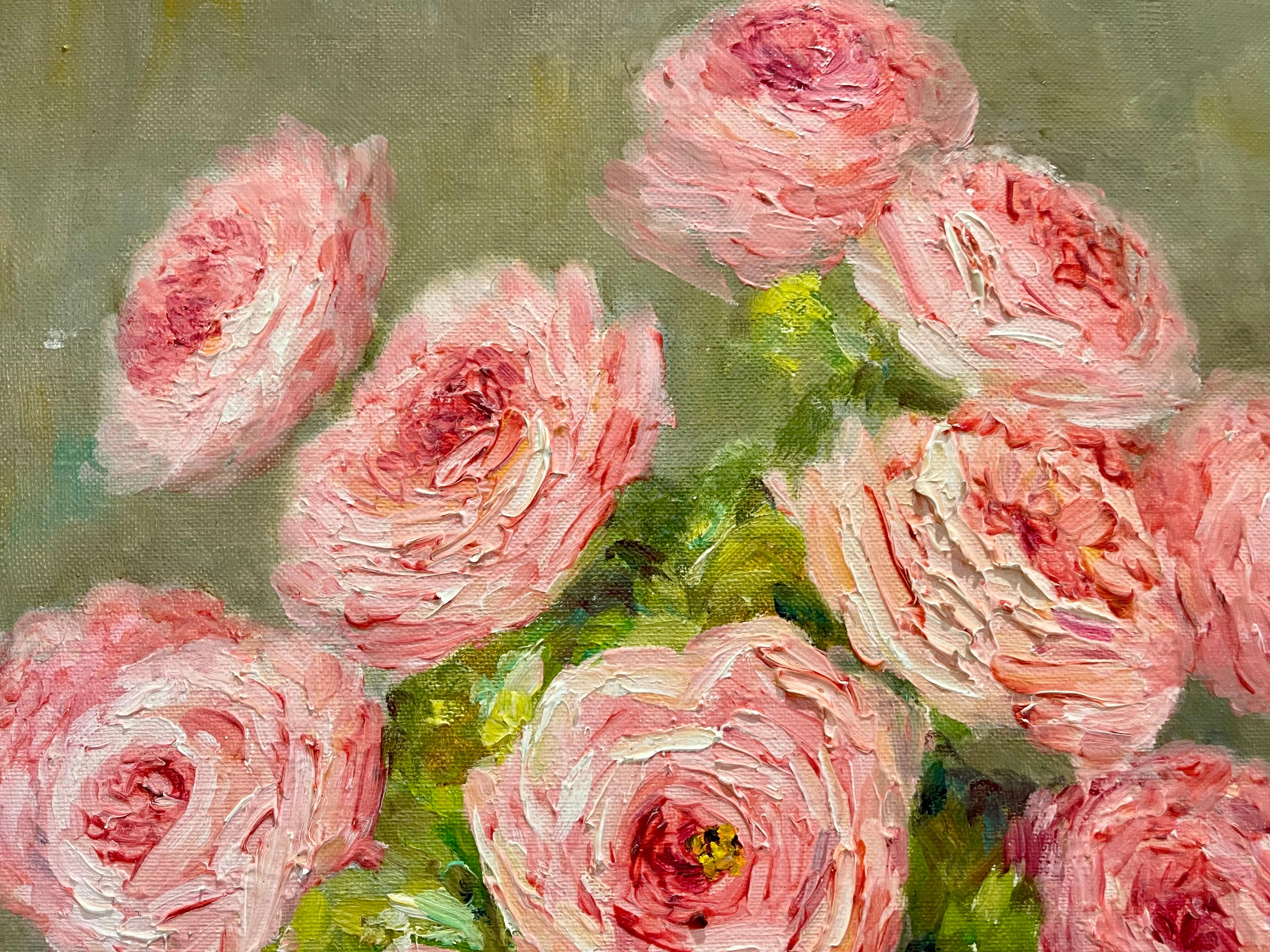 Marie-madeleine De Rasky - Pink Roses In A Spanish Vase And 8 Petals (20. Jahrhundert) im Angebot