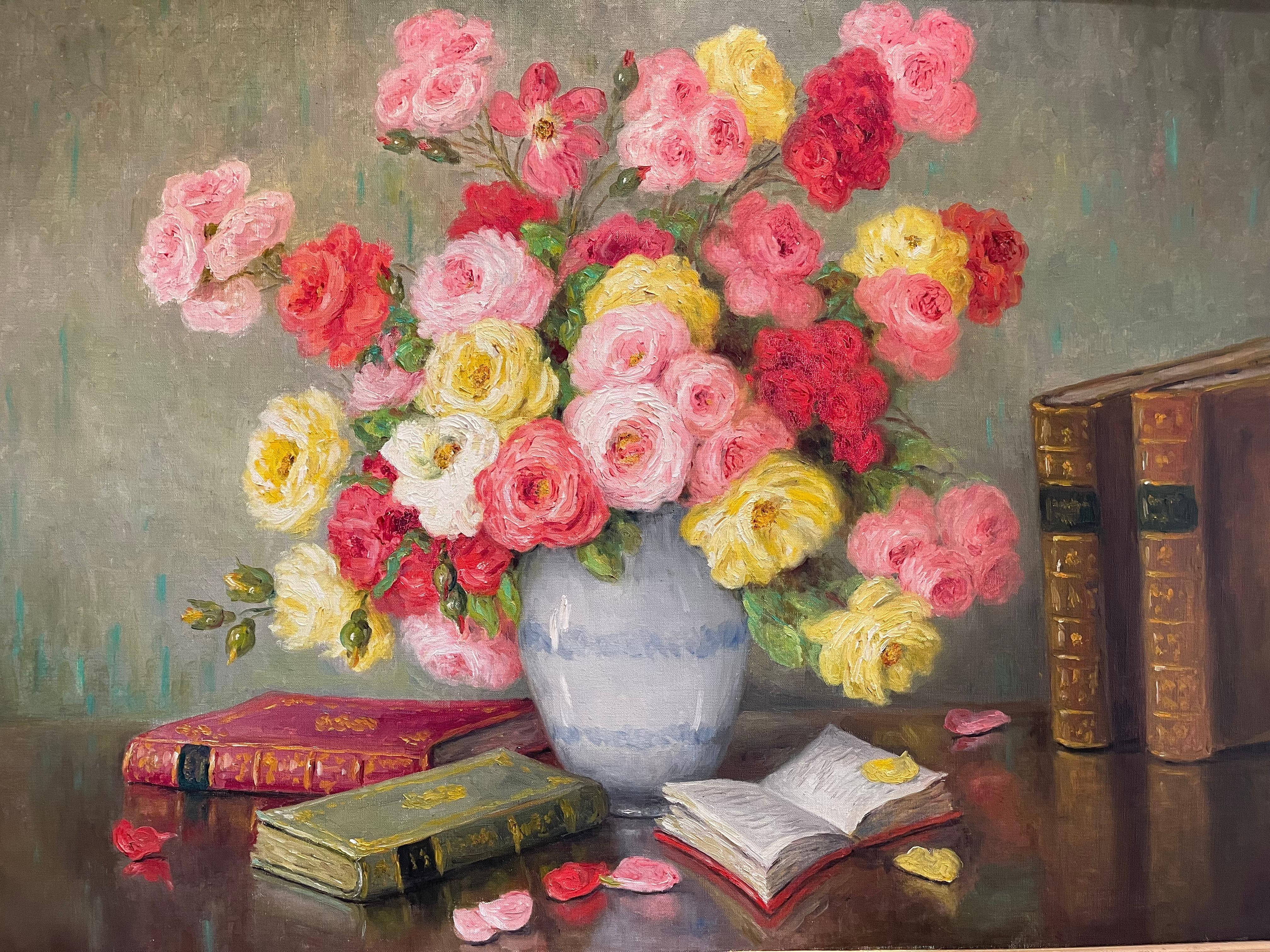 French Marie-madeleine De Rasky - Roses And Books For Sale