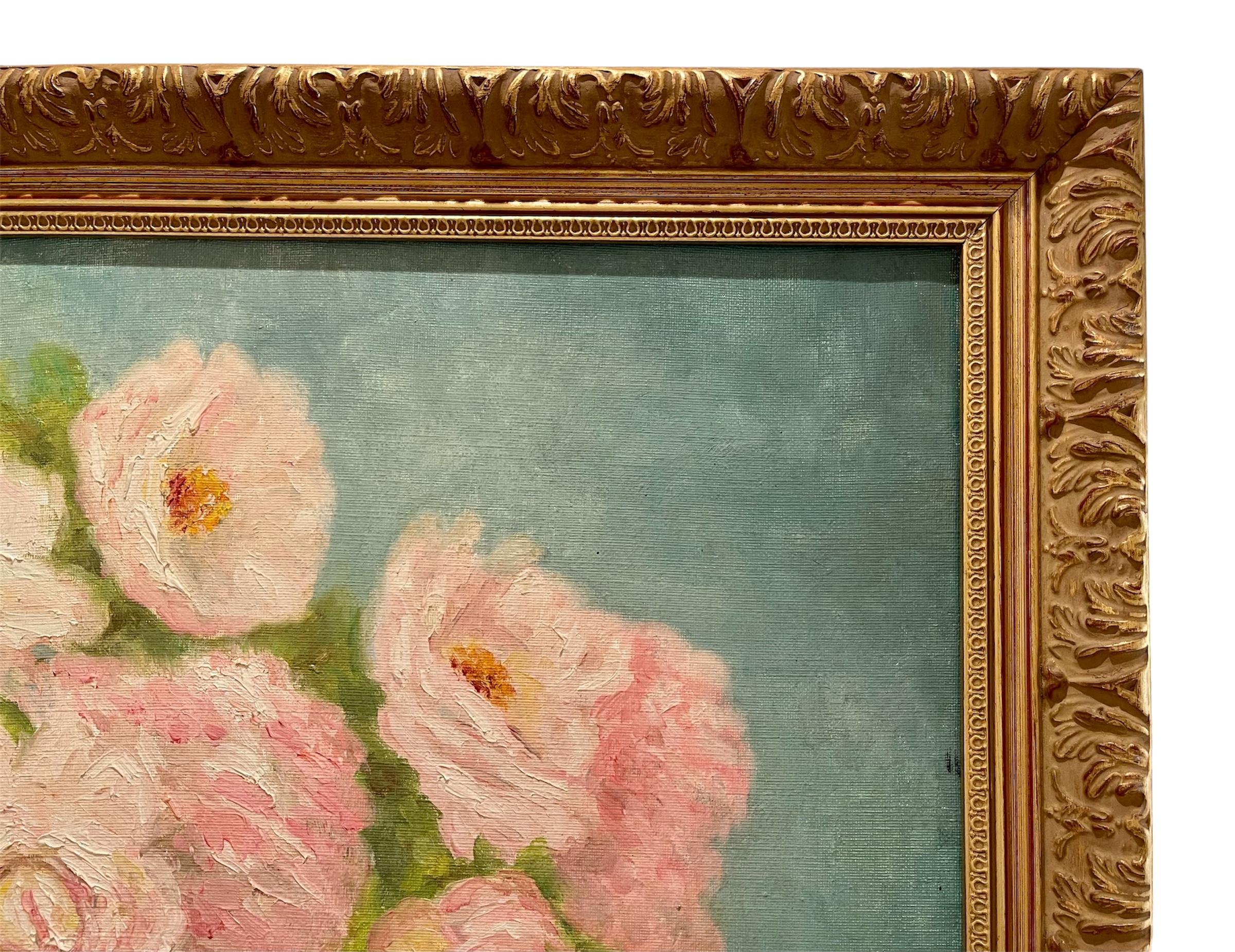 Marie-madeleine De Rasky - Roses From Laurette's Garden In A Tin Pot For Sale 1
