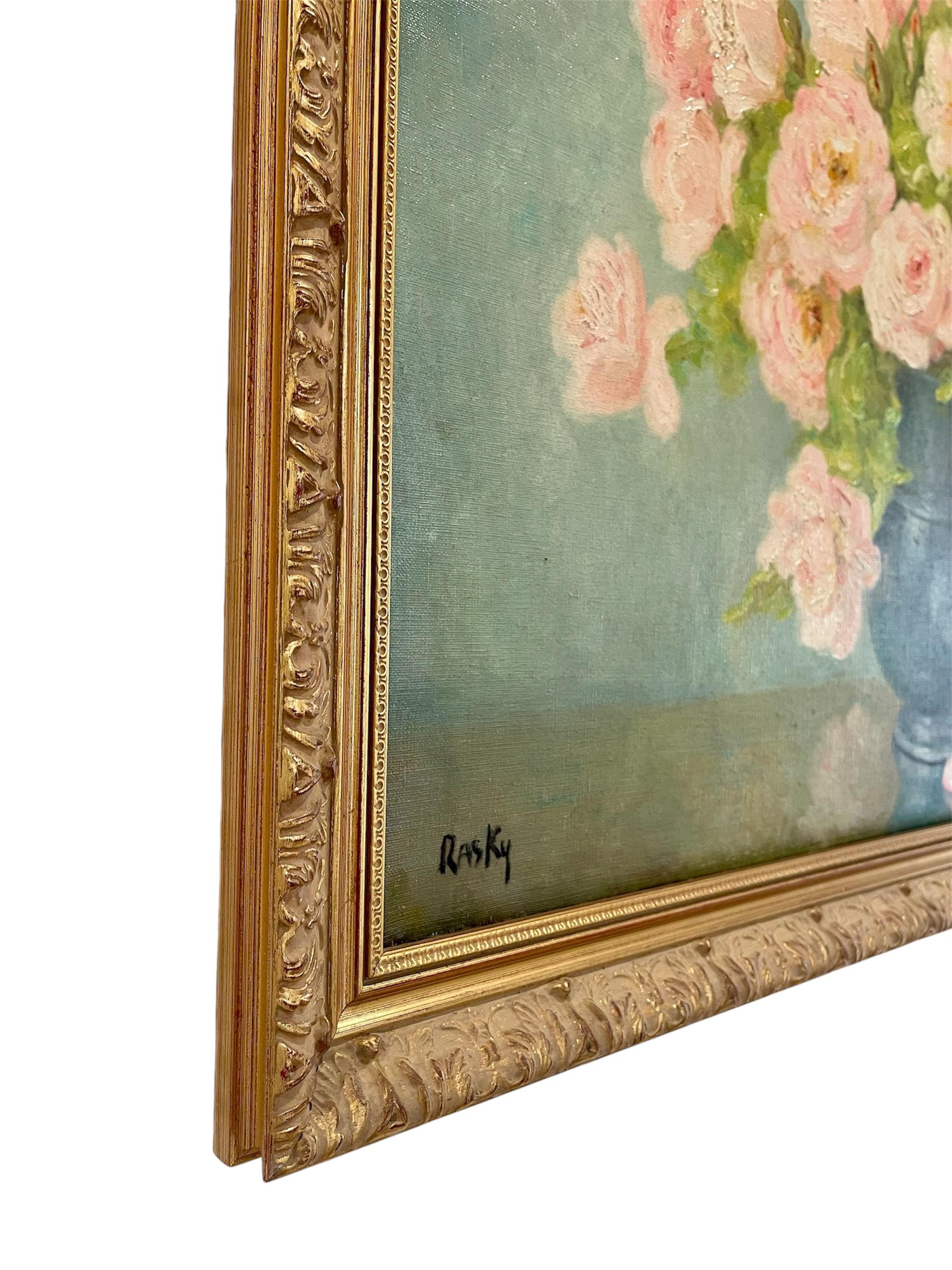 Marie-madeleine De Rasky - Roses From Laurette's Garden In A Tin Pot For Sale 2