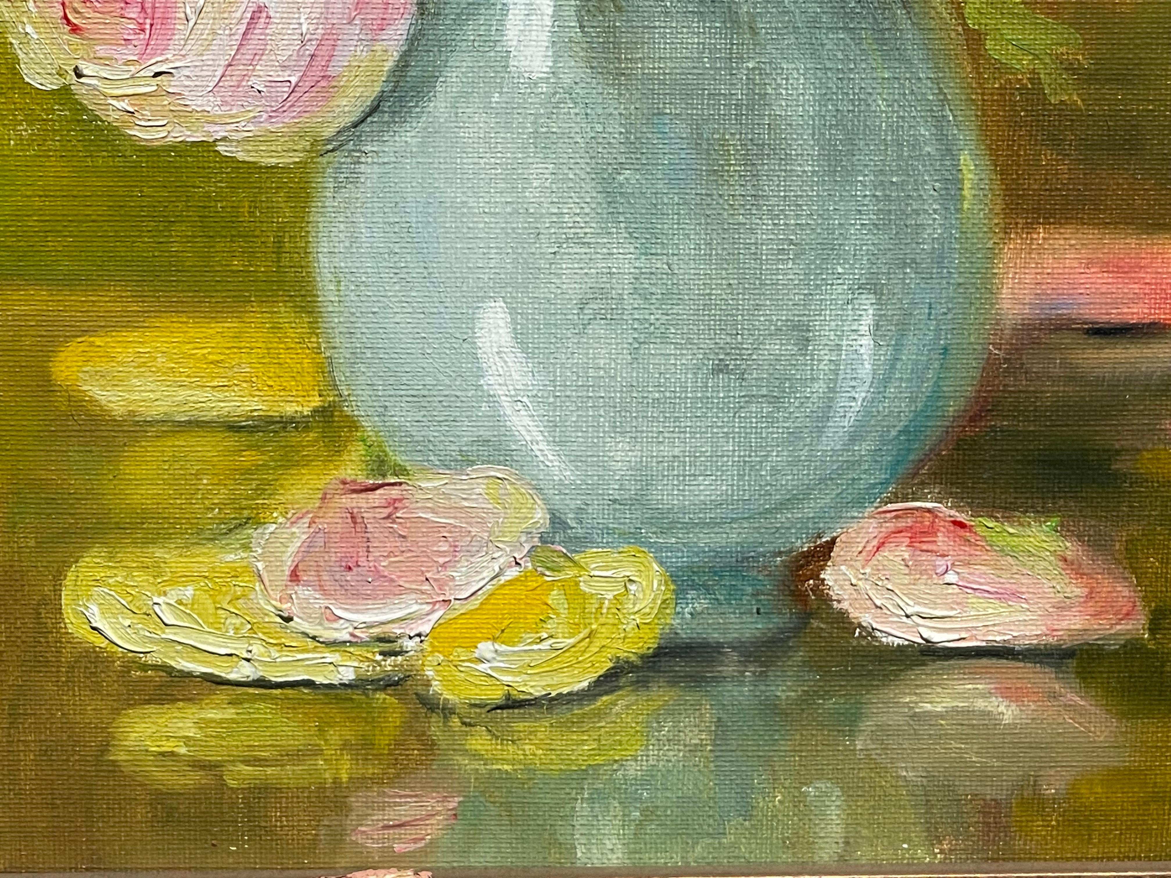 Marie-madeleine De Rasky - Roses In A Blue Vase im Angebot 1