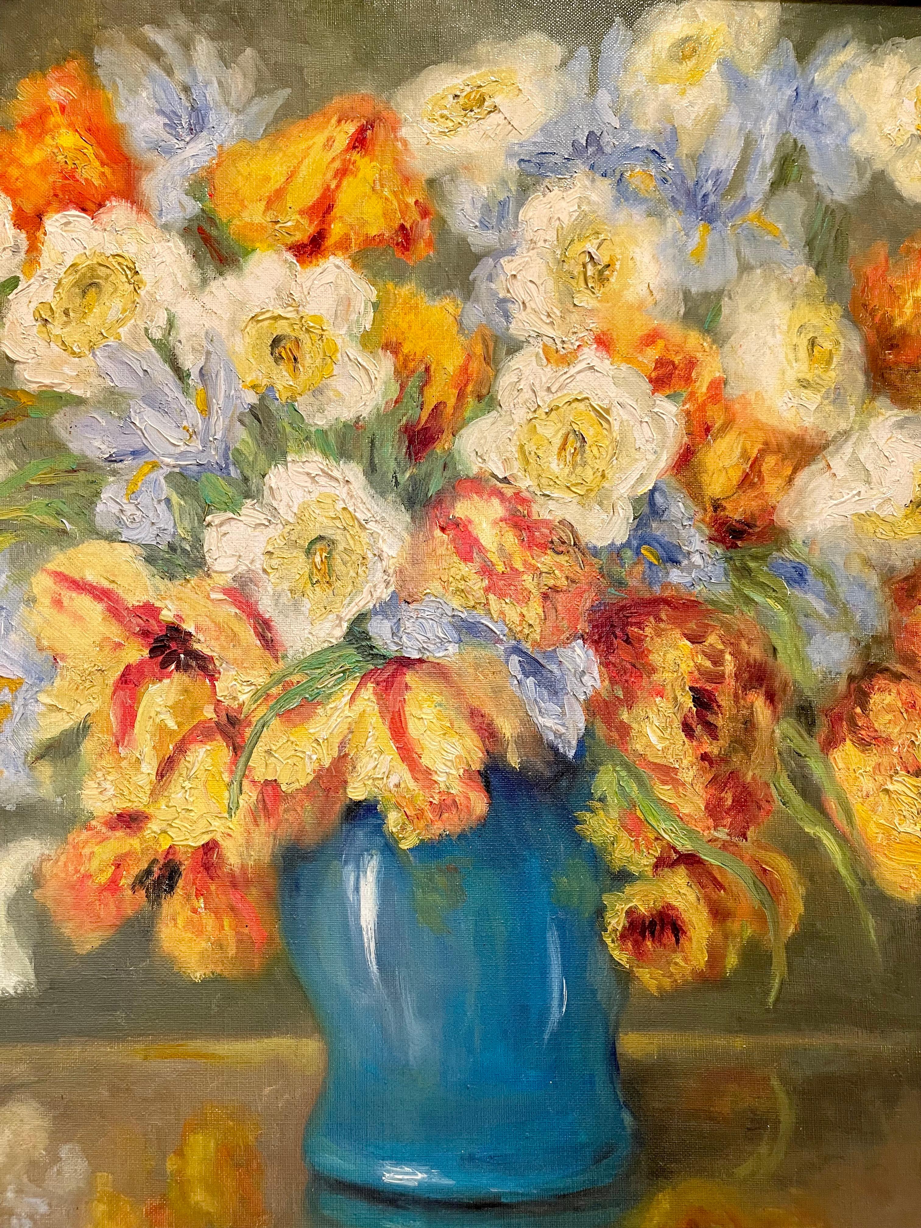 French Marie-madeleine De Rasky - Tulips In A Vase For Sale