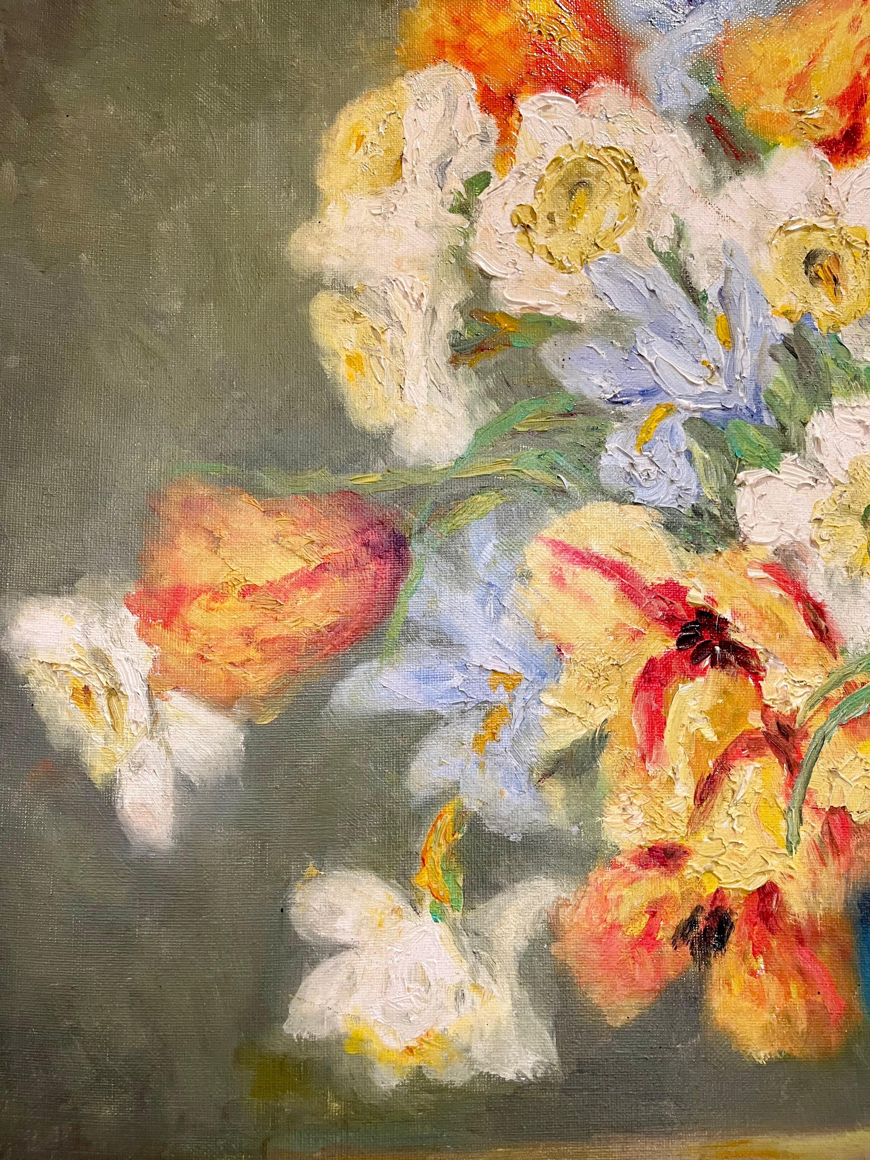 Marie-madeleine De Rasky - Tulips In A Vase In Good Condition For Sale In Beaune, FR